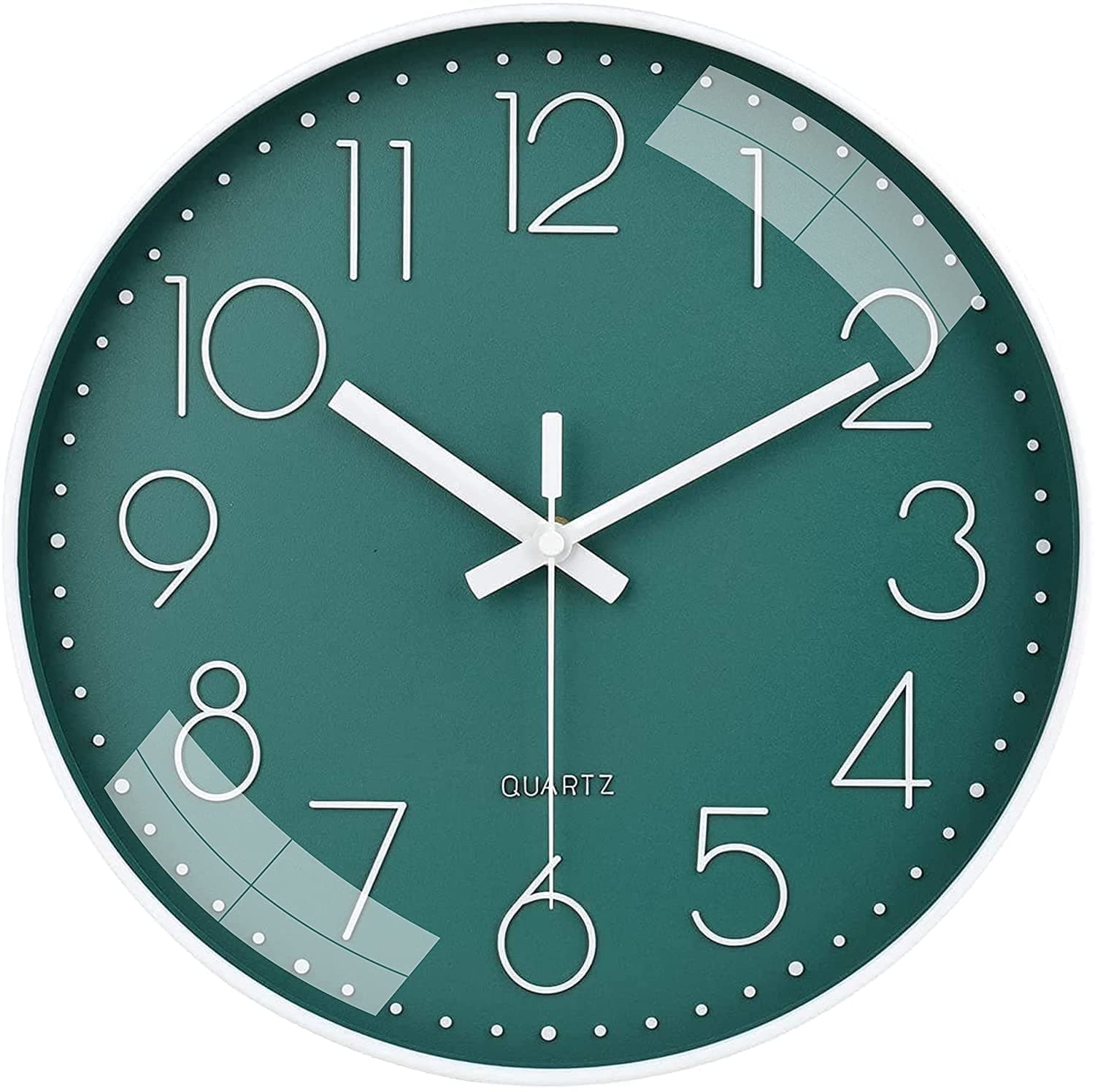 Wall Clock 12" Silent Quartz Decorative Latest Wall Clock Non-Ticking Classic Clock Battery Operated Round Easy to Read for Room/Home/Kitchen/Bedroom/Office/School.- (Green)