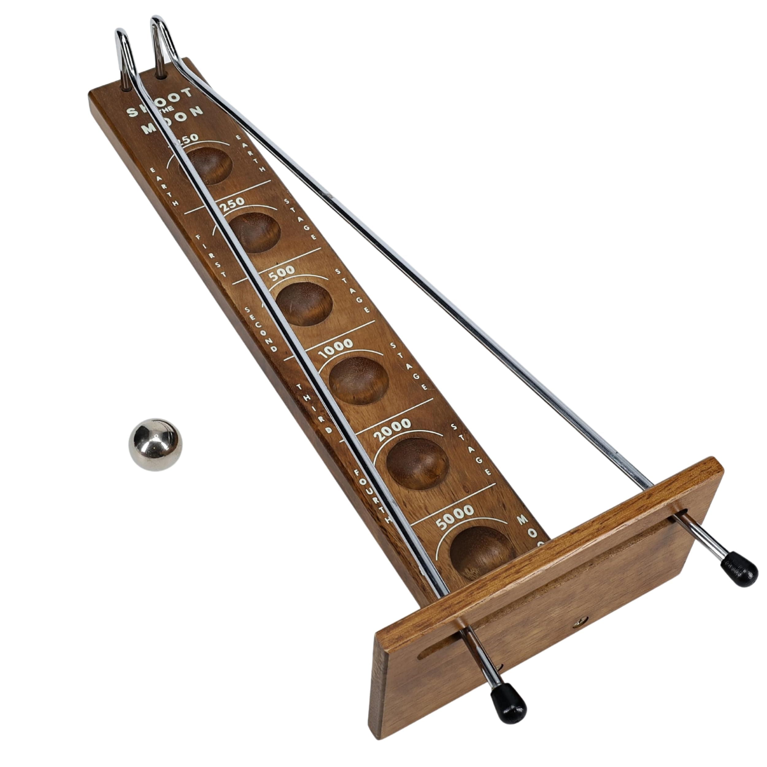 WE Games Shoot The Moon Game, Large 18 inches, Walnut Stained Solid Wood Boar...