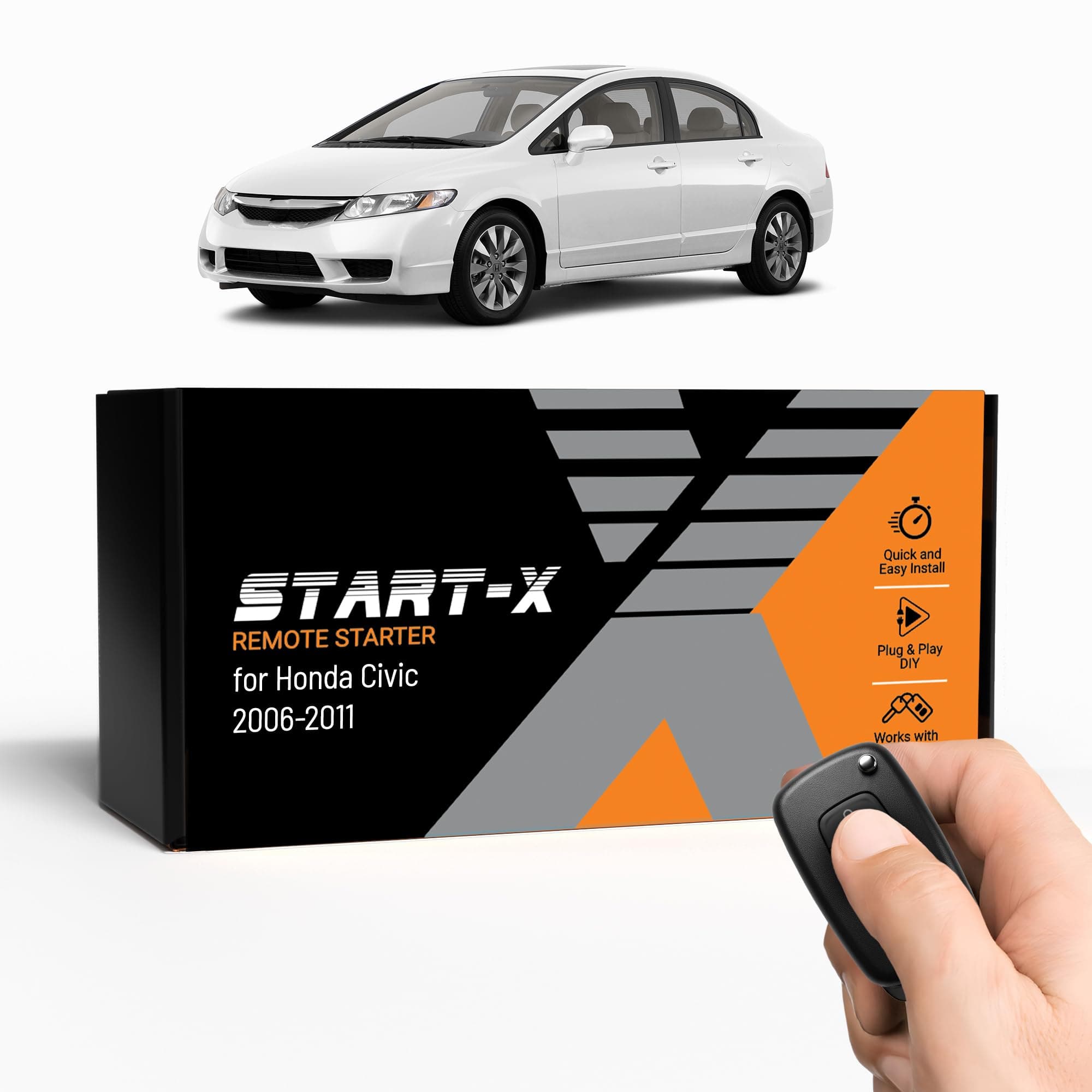 Start-X Remote Starter Kit for Honda Civic (2006, 2007, 2008, 2009, 2010, 2011) Vehicles | Key Ignition | Plug & Play Install | Lock 3X to Remote Start | Zero Wire Splicing