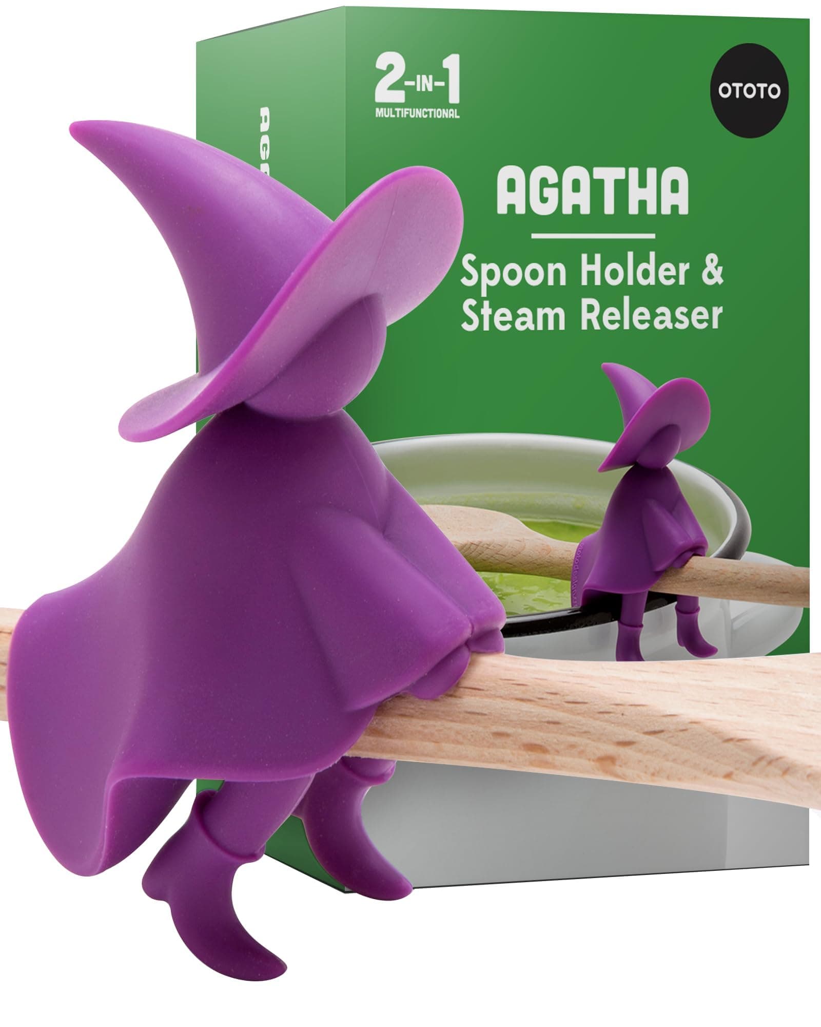 Agatha Kitchen Spoon Rest - Spatula Holder and Cooking Spoon Rest for Stove Top and Kitchen Counter - Holder for Ladles, Tongs and Multiple Utensils - Heat-Resistant, BPA-Free Fun Kitchen Gadget