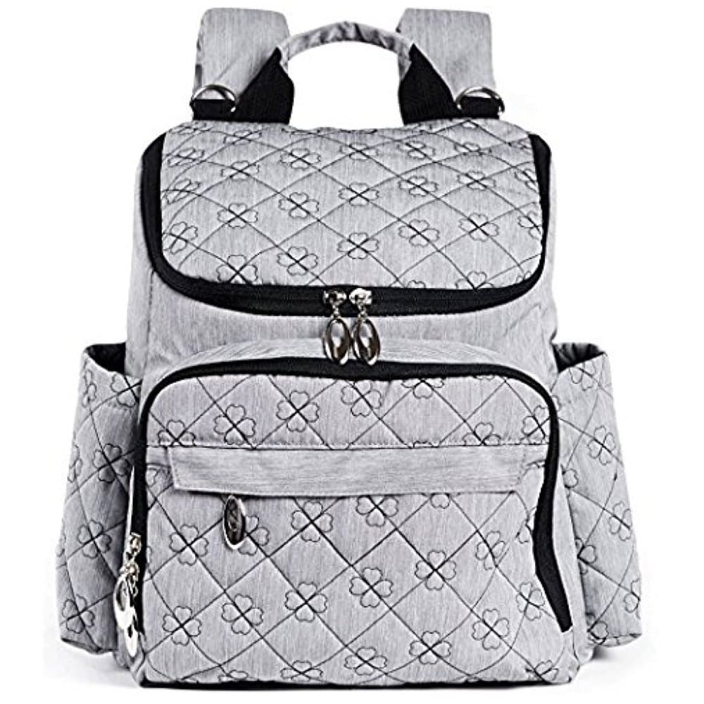 Large Diaper Bag Backpack | Stylish and Multifunction Design with Insulated Pockets, Changing Pad, and Stroller Straps | Neutral Grey for Women and Men - by Eloni Baby