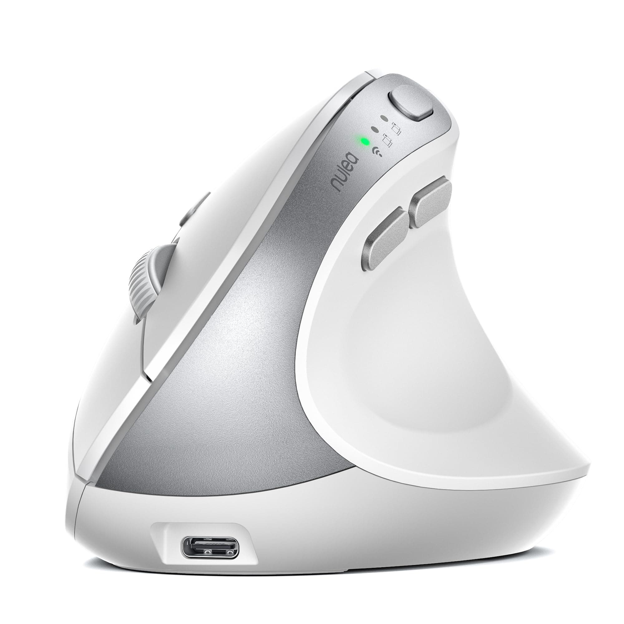 Nulea MD280 Ergonomic Vertical Wireless Mouse - Bluetooth & 2.4G Dual Mode, 4 Adjustable DPI 800/1200/1600/2400, Rechargeable, Silent Clicks, No Lag, 6 Buttons - Perfect for Laptop, Desktop White