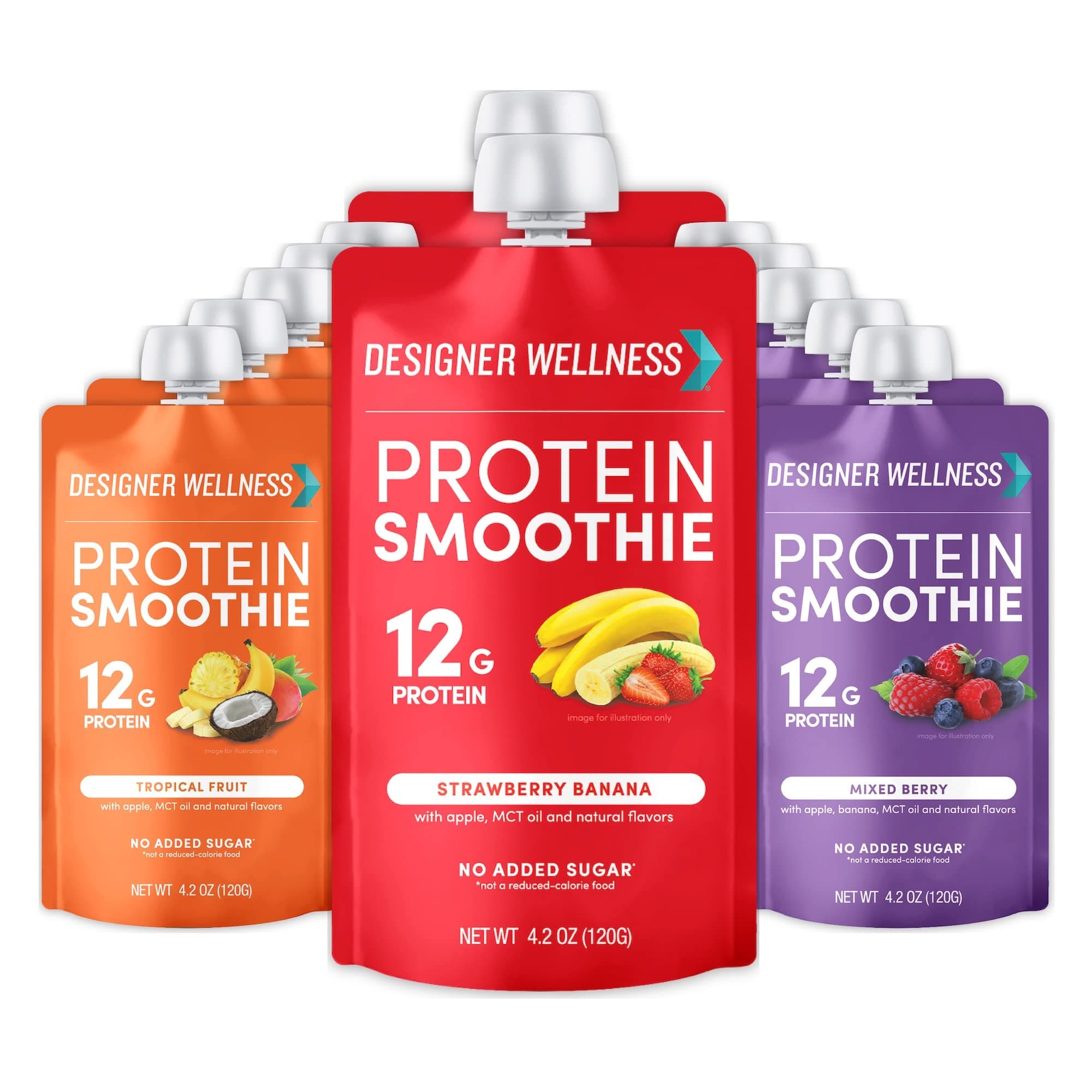 Protein Smoothie, Real Fruit, 12g Protein, Low Carb, Zero Added Sugar, Gluten-Free, Non-GMO, No Artificial Colors or Flavors, Variety Pack, 12 Count