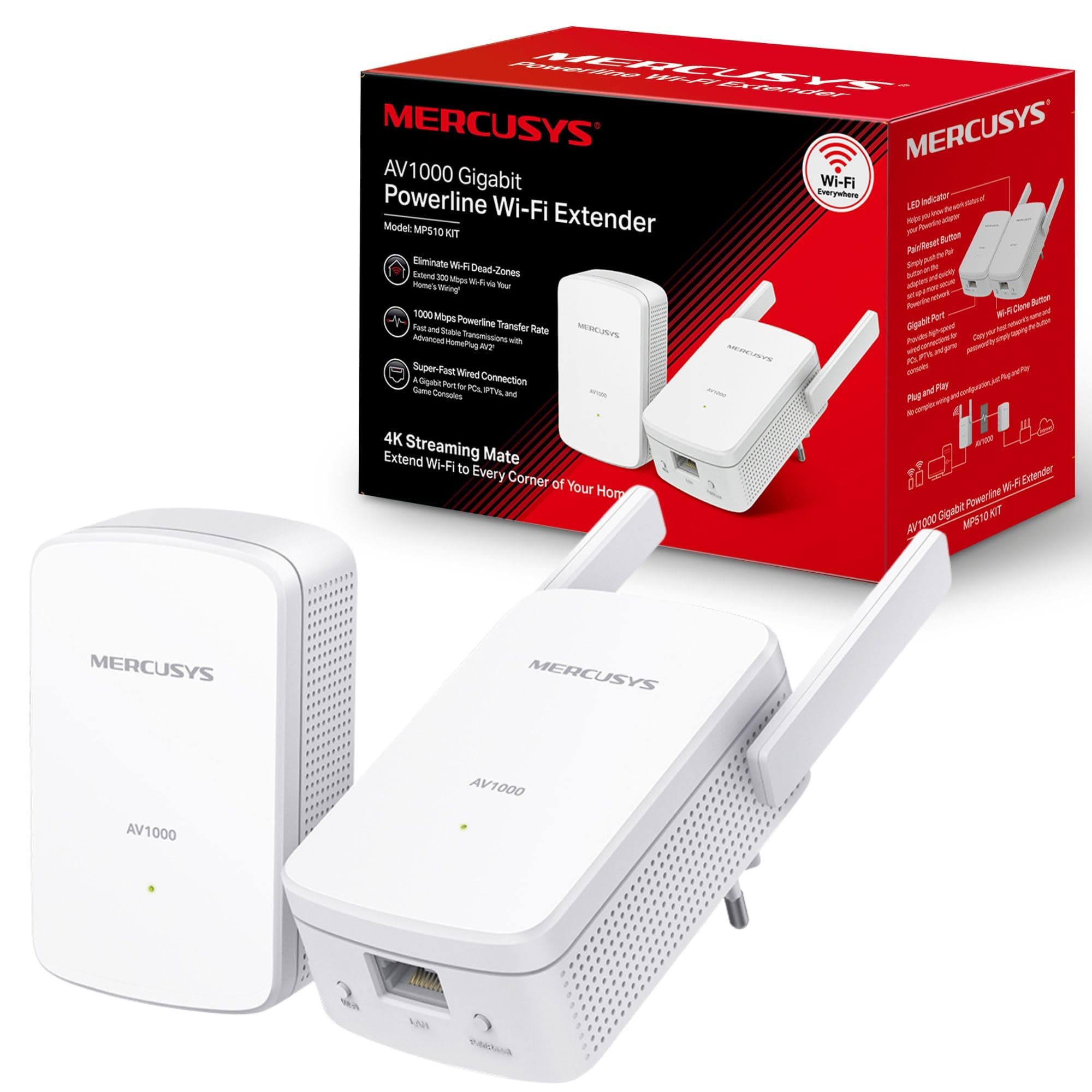 MP510KIT 300Mbps Wireless Powerline Adapter Kit, White