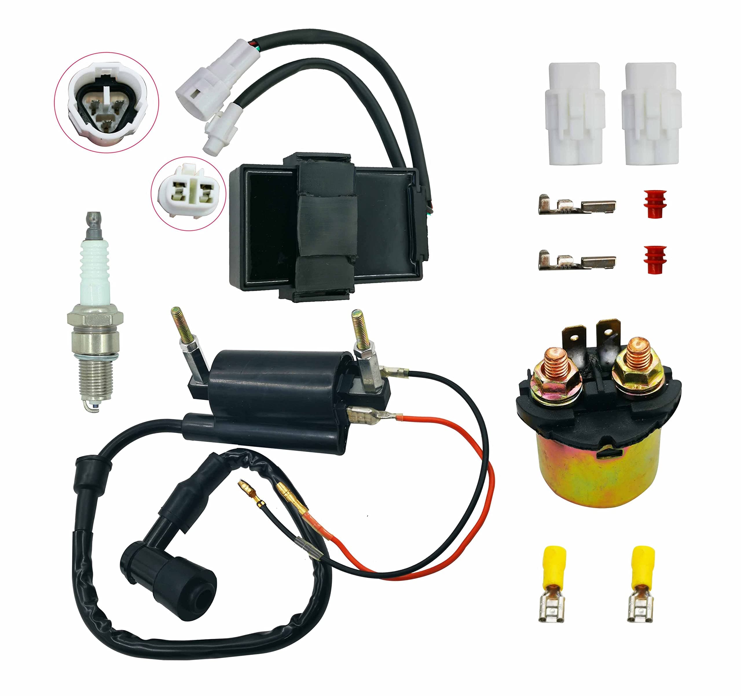 Ignition CDI Box&Ignition Coil&Starter Solenoid Relay Replacement for Kawasaki Bayou 300 KLF300 1989-2004