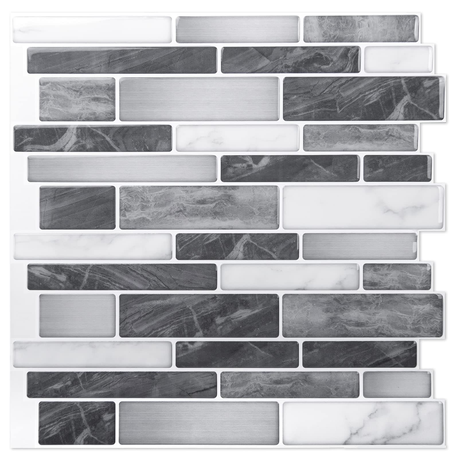 Art3d 10-Sheet Self-Adhesive Tile Backsplash for Kitchen, Vinyl Decorative Marble Tiles, 30 * 30cm Wall Tiles for Living Room Kitchen and Bathroom
