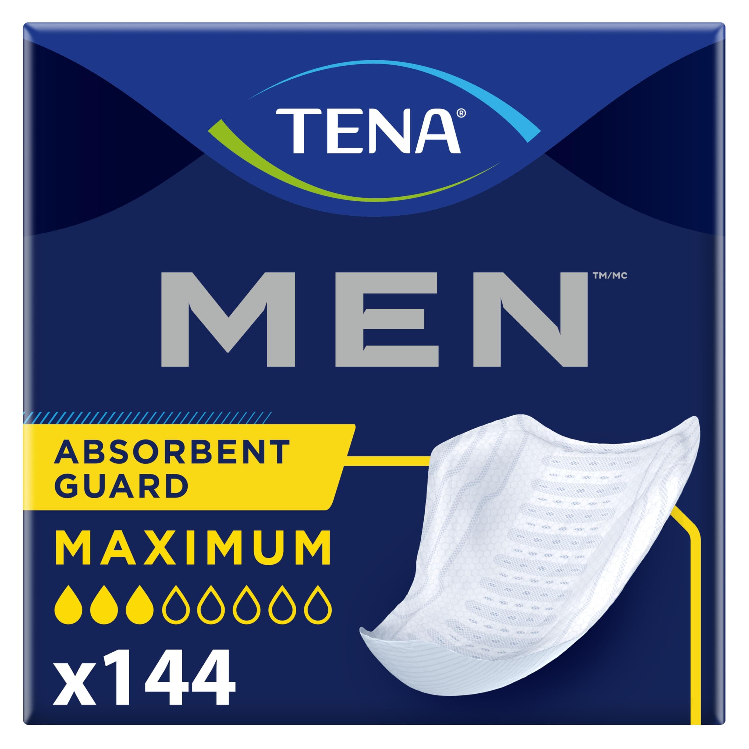 TENA Incontinence Guards for Men, Moderate Absorbency - 48 Count (Pack of 3), Total 144 Count
