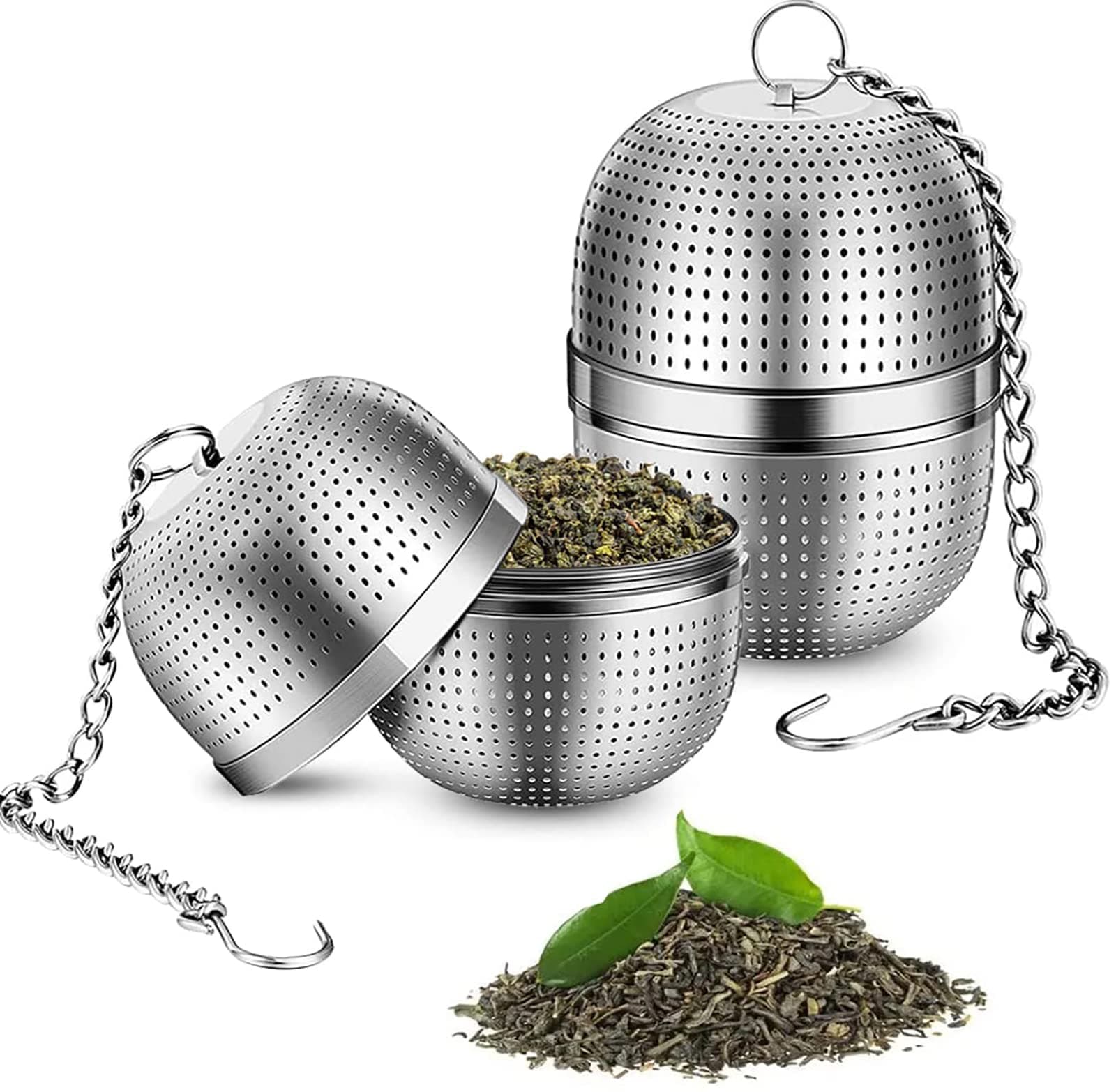 Teatea Strainer, 2 Pcs Fine Mesh Tea Infuser Strainer Ball, 5.5Cm Ball Spice With Chain, For Loose