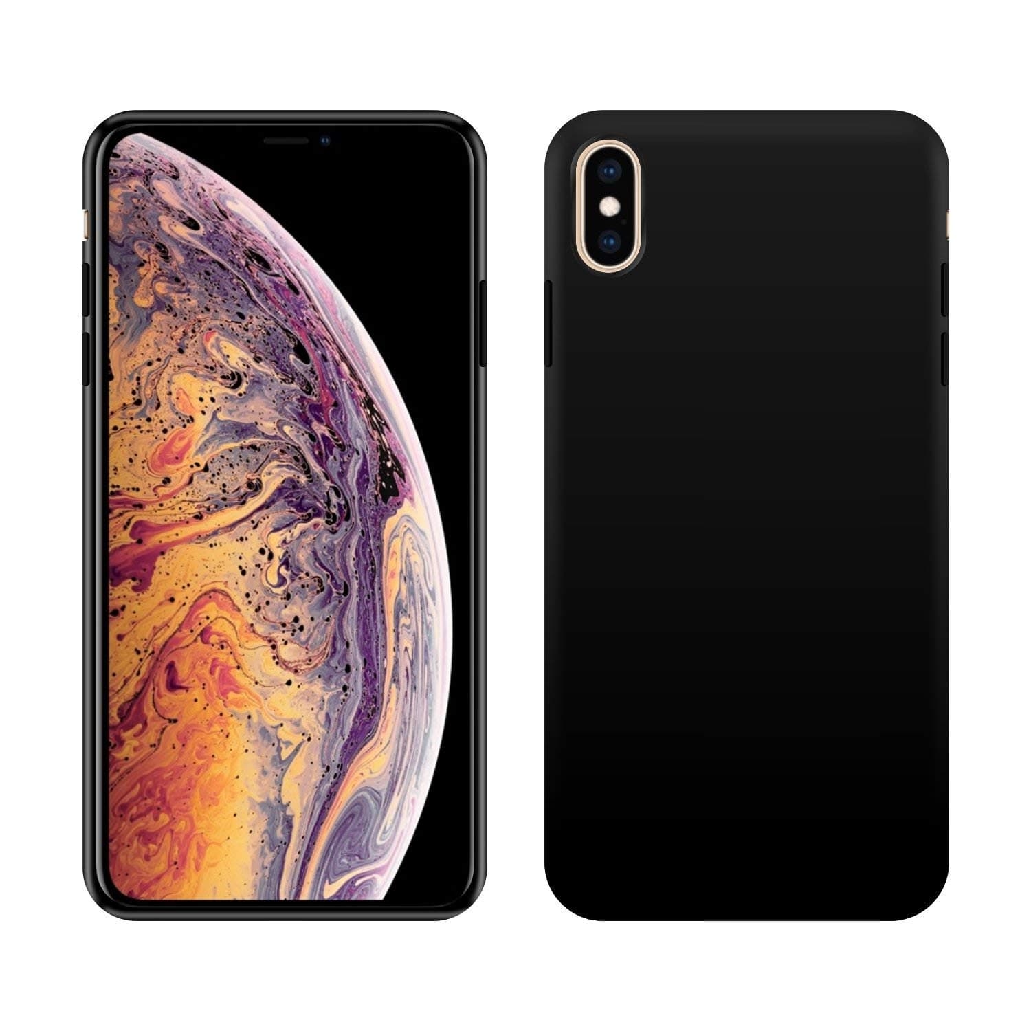 Case Creation Non Slip Shock Absorption Black Silicone Case -Multi Layer Bumper Cushion Case - Perfect Non Slip Design Grip case for Apple iPhone Xs Max (Real Black)
