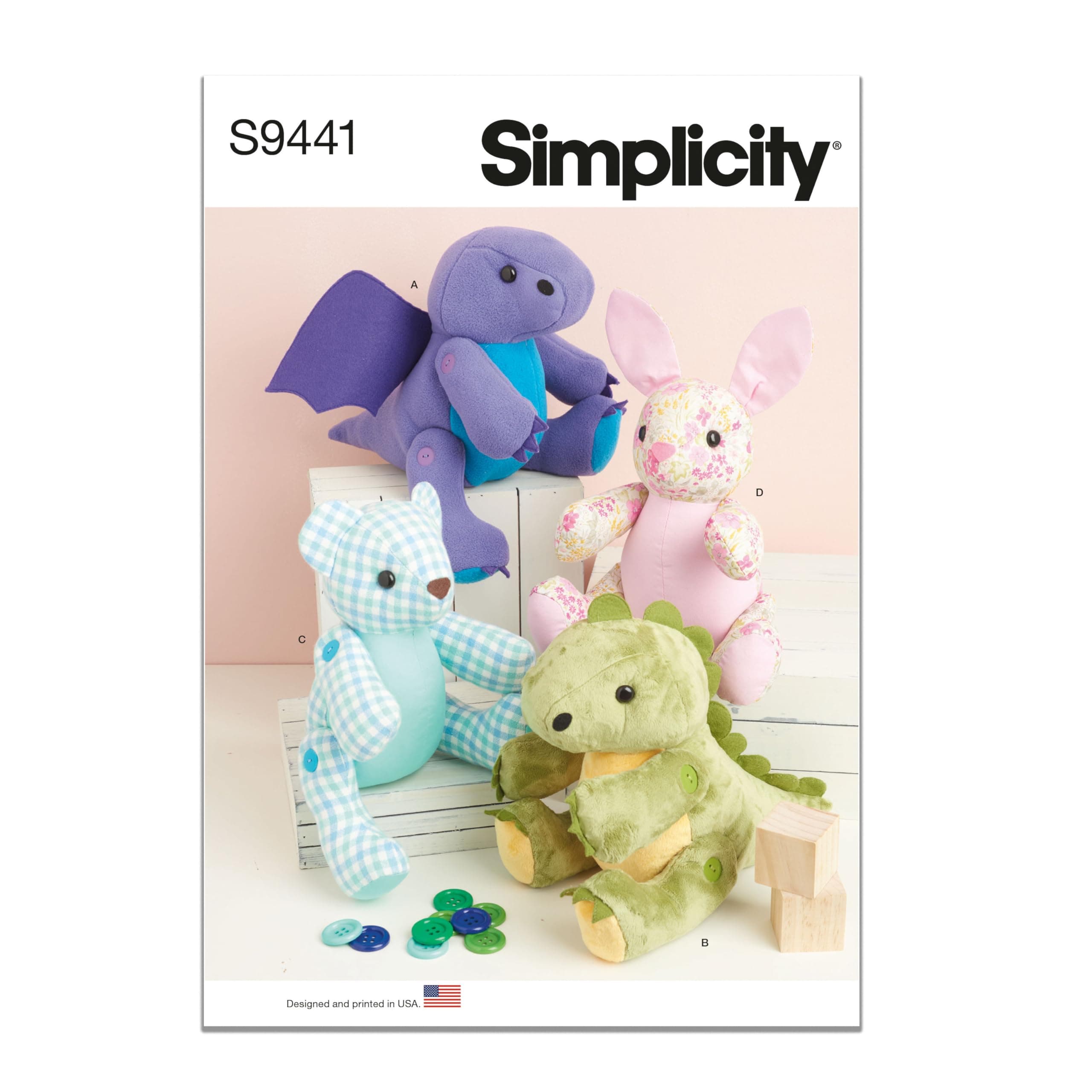 Simplicity Sewing Pattern S9441 13" Plushies
