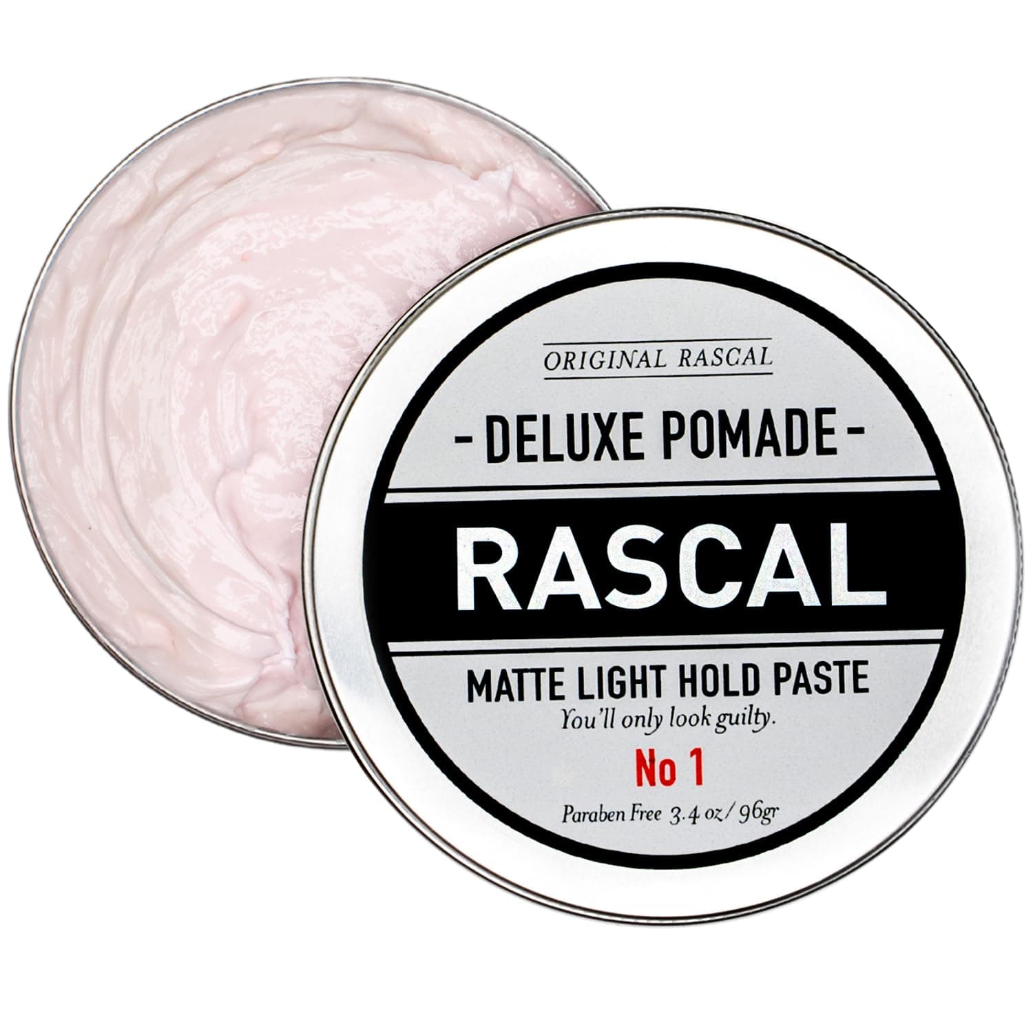 Original Rascal Deluxe Pomade for Men #1 - Matte Hair Paste with Light Hold & Shine - Men's Styling Dry Care Solution Product for All Hair Types - Natural Infused with Beeswax & Grapeseed Oil - 3.4 oz
