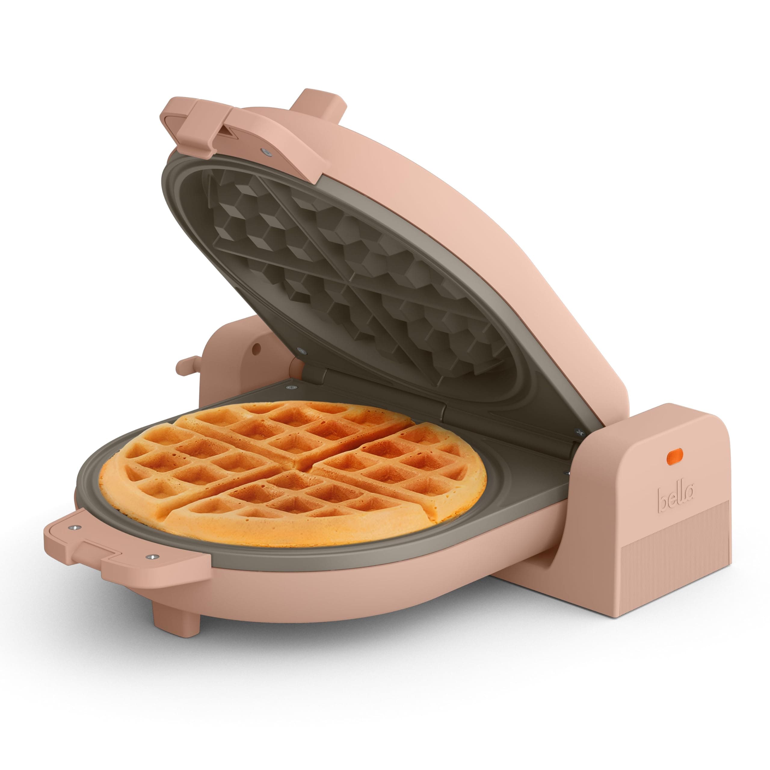 bella Flip-n-Store Waffle Maker with EverGood™ Ceramic Nonstick Coating, Fits-anywhere™ Kitchenware, Power Indicator Light, Cool Touch Handle & Cord Wrap, 7” Wide & 1" Deep Plates, 1000 Watt, Blossom