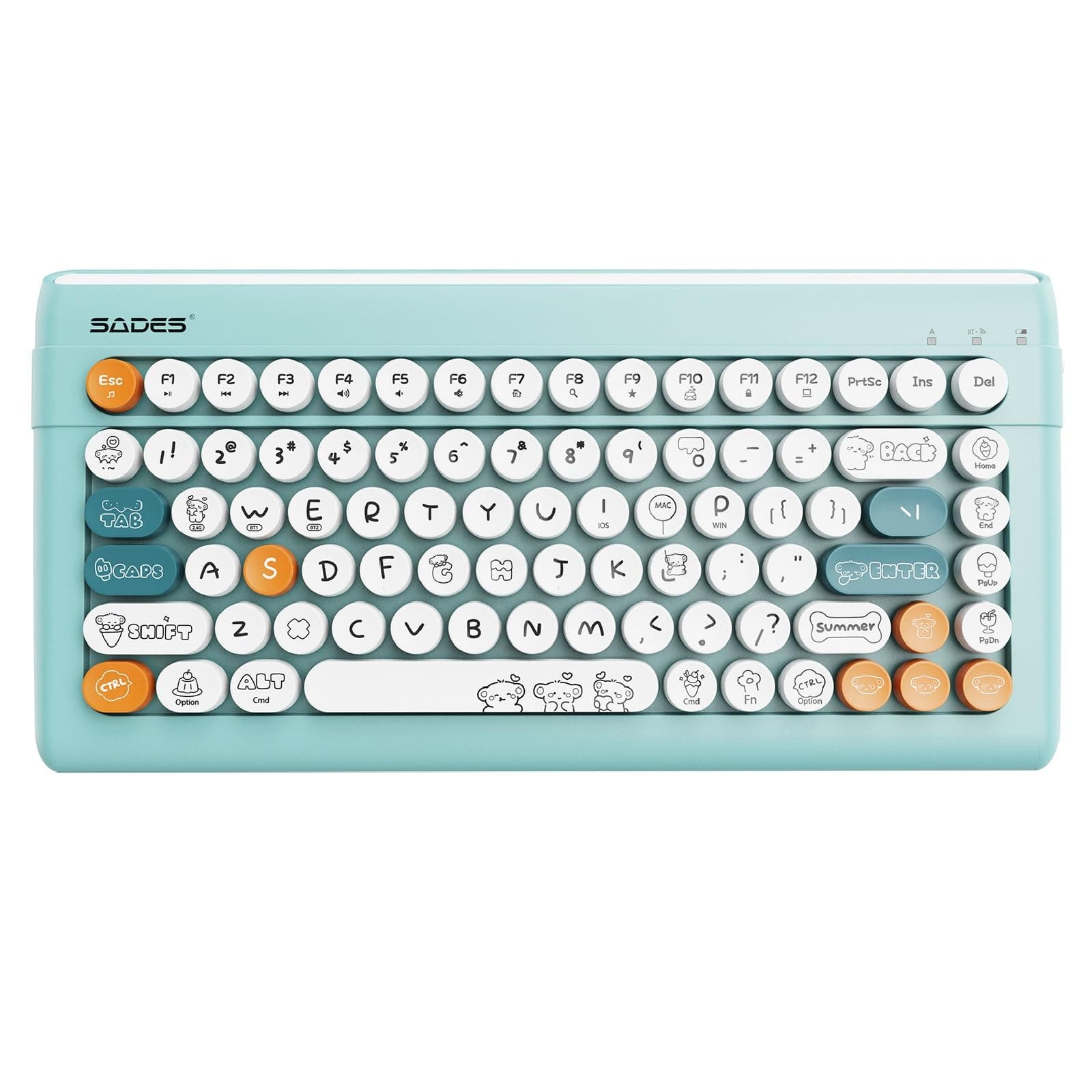 Wireless Keyboard with Customizable Emoji Keys-Deep Blue