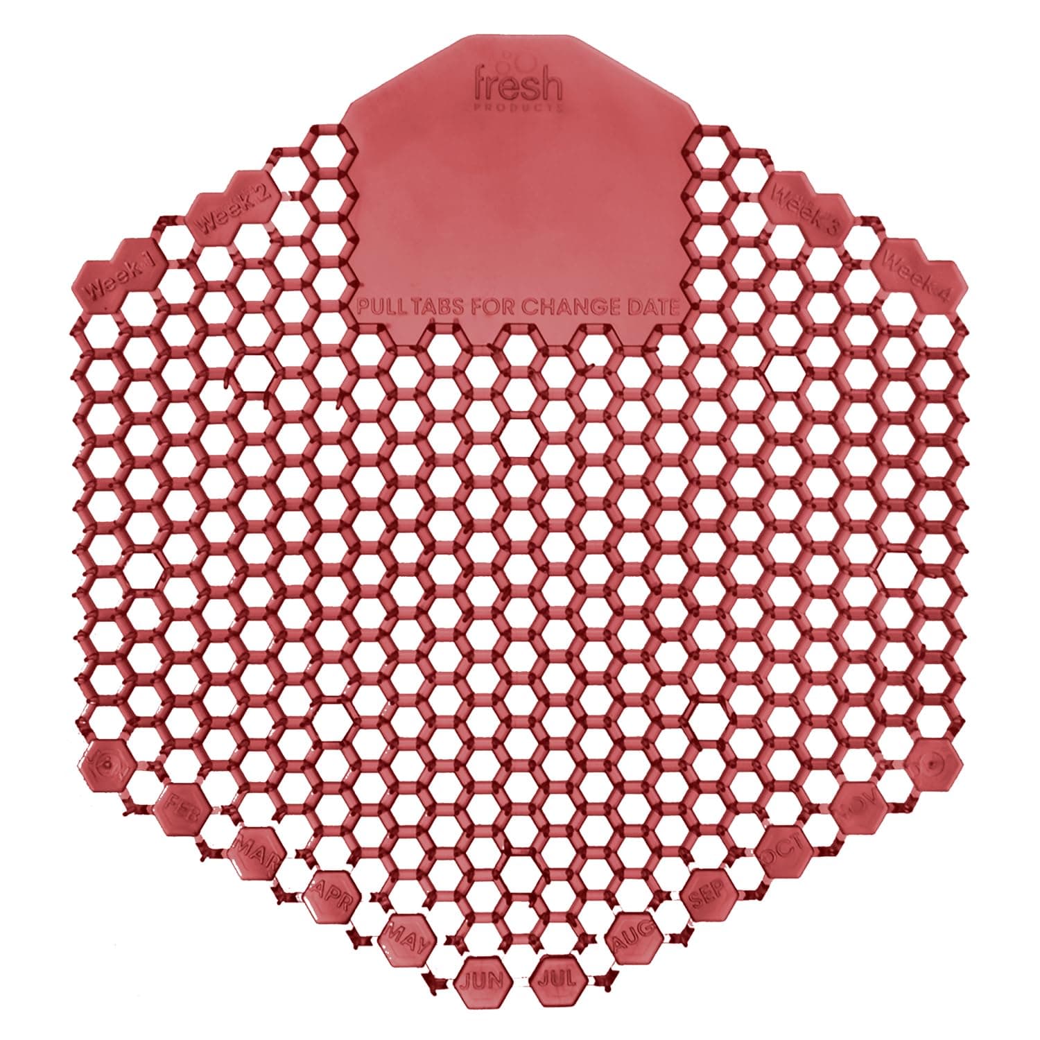 Fresh Products Wave 3D, Virtually eliminates Urine Splash, 30-Day Use, Easy Installation, Beneficial Bacteria, Consistent Fragrance — Spiced Apple, Red, Made in USA, 10pk Urinal Screens