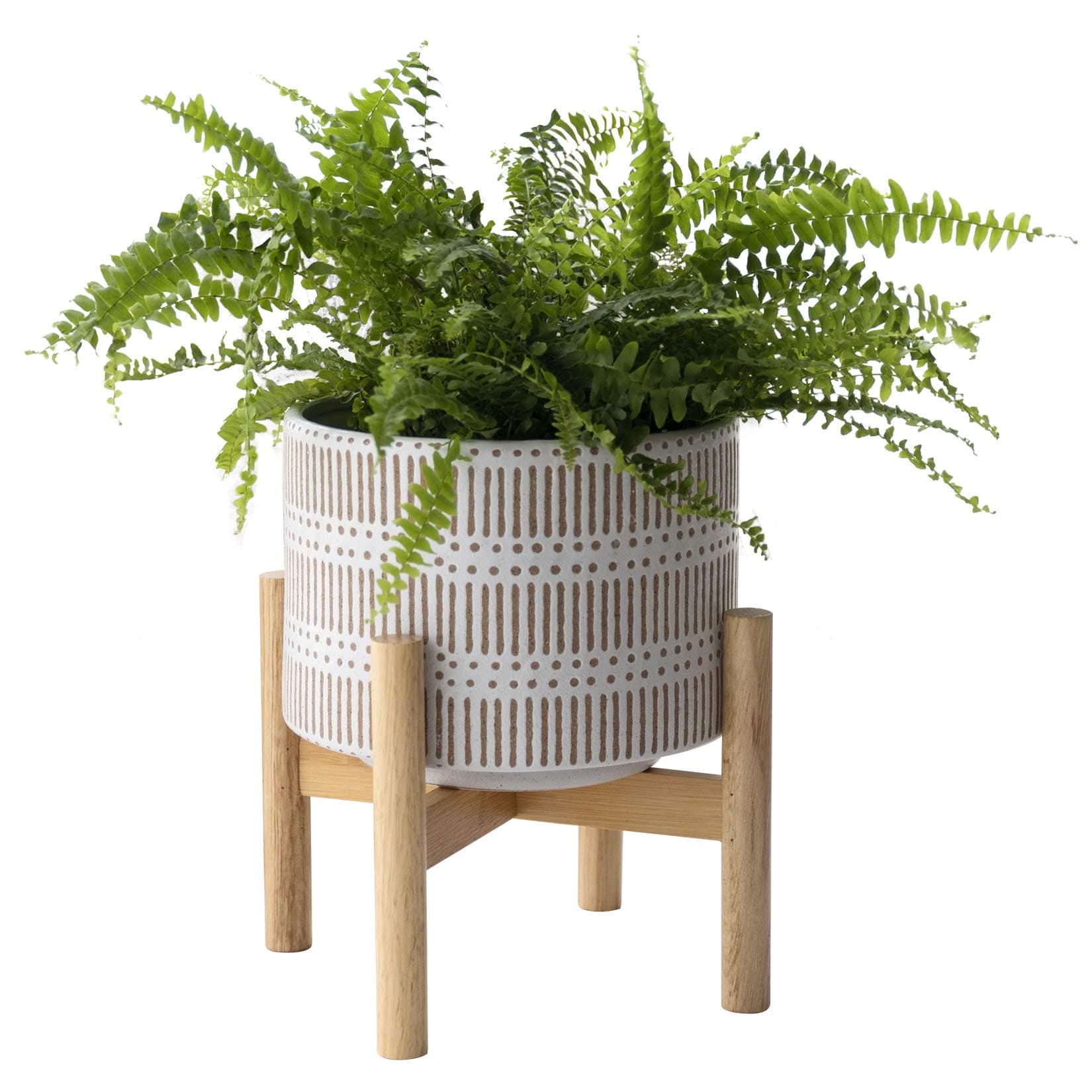 Plant Pot with Wood Stand