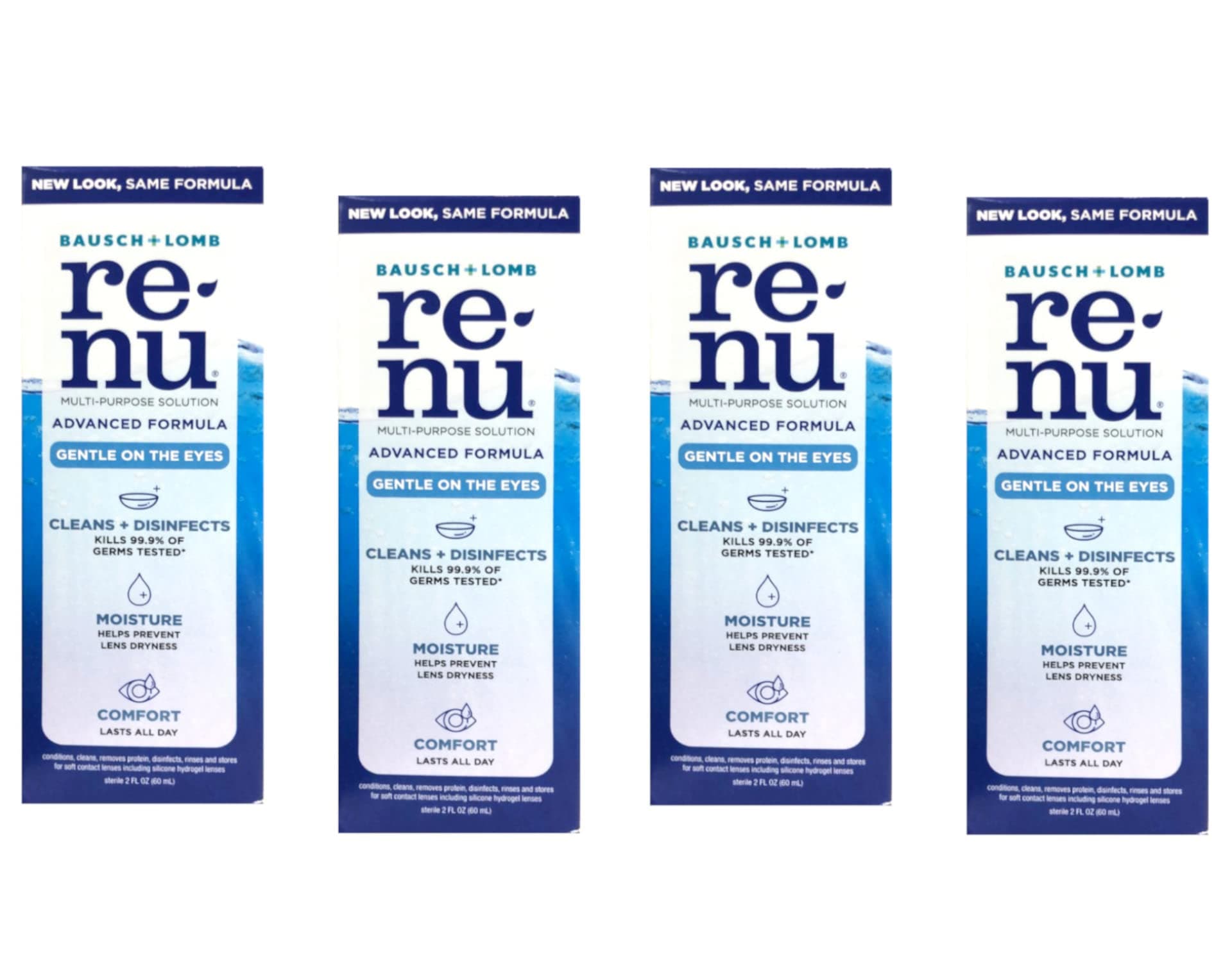 Renu Fresh Multi-Purpose Contact Lens Solution 2 oz Travel Size (Pack of 4)