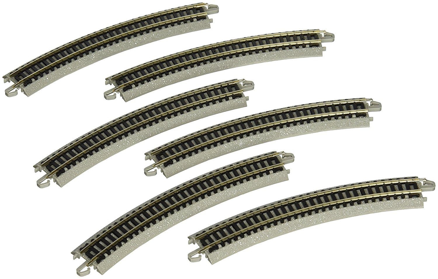Bachmann Trains - Snap-Fit E-Z TRACK 11.25” RADIUS CURVED TRACK (6/card) - NICKEL SILVER Rail With Grey Roadbed - N Scale, 8