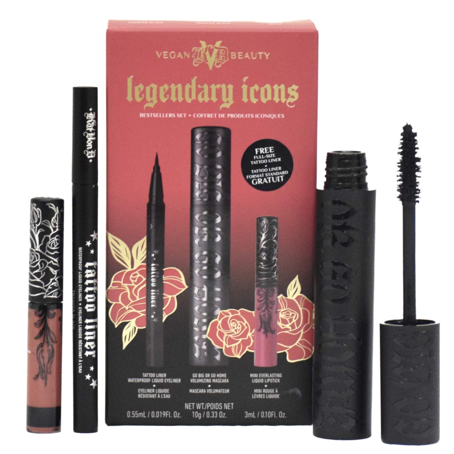 Kat Von DLegendary Icons Set Includes Full Size Mascara + Full Size Tattoo Liner + Lolita Liquid Lipstick Mini