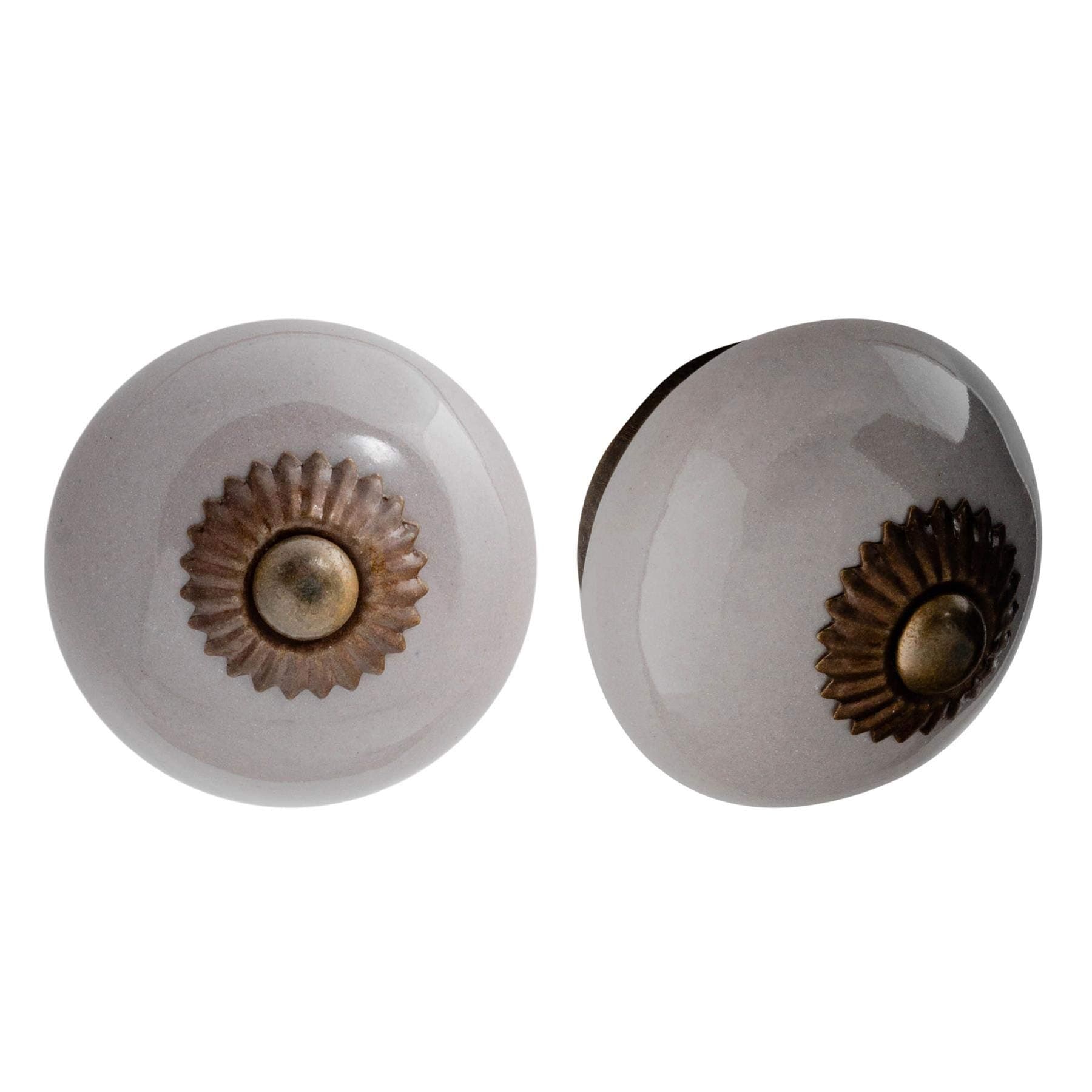 Nicola Spring Ceramic Cupboard Drawer Handle Knobs - Grey - Pack of 12