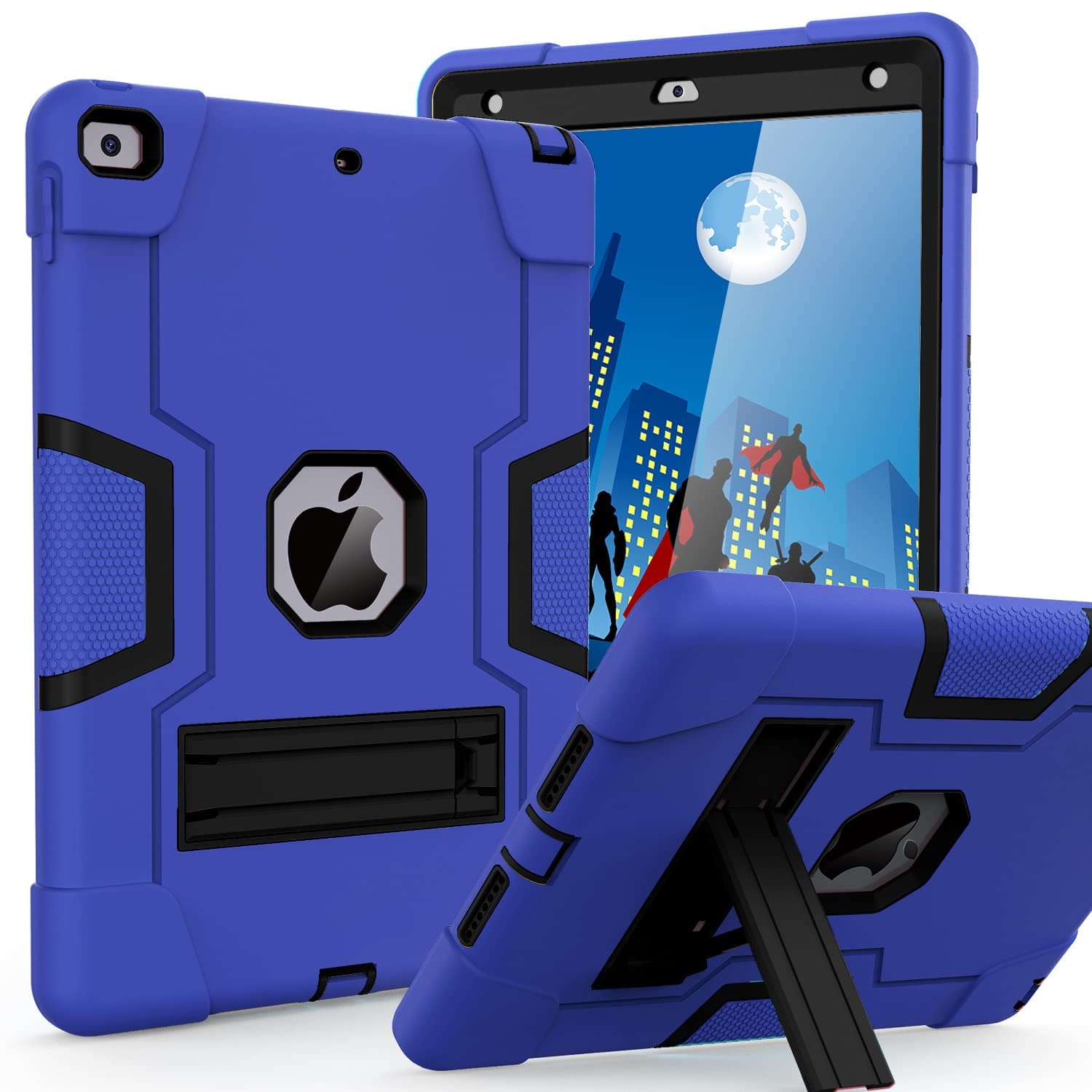 Cantis Case for ipad 9th Generation/ 8th Generation/ 7th Generation, Slim Heavy Duty Shockproof Rugged Protective Case with Built-in Stand for iPad 10.2 inch 2021/2020/2019, Dark Blue+Black