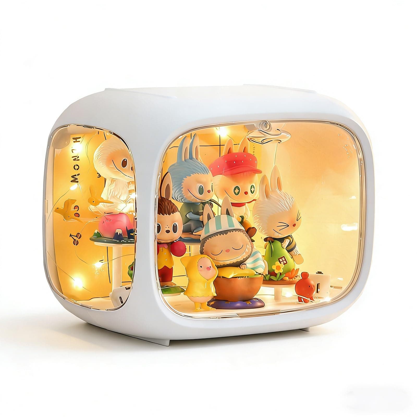 Clear Acrylic Display Case for Figures with LED Light, Dustproof & Moistureproof Display Stand with Door, Storage Box for Lego Collectibles, Action Figures, Pop Mart and Model Toys