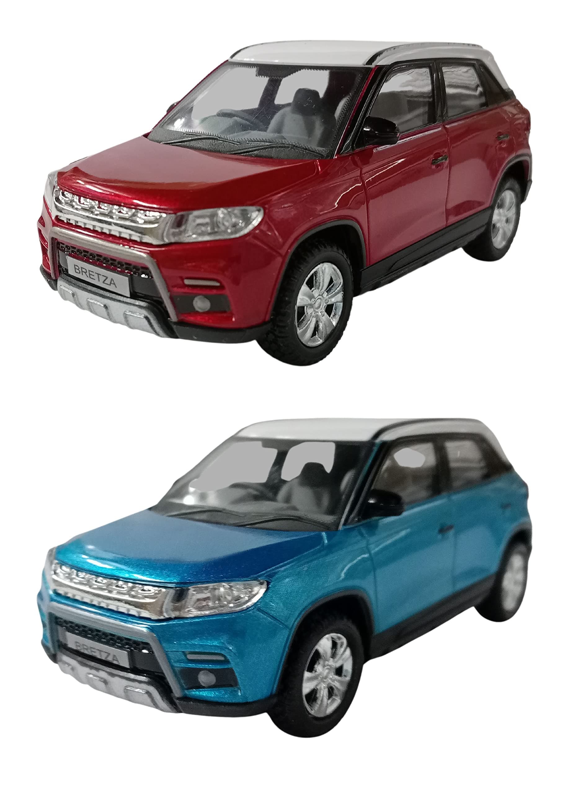 Amisha Gift Gallery® Brezza SUV Pull Back Action Toy Car for Kids - Colour May Vary (Combo - 2 Piece Red+Blue)