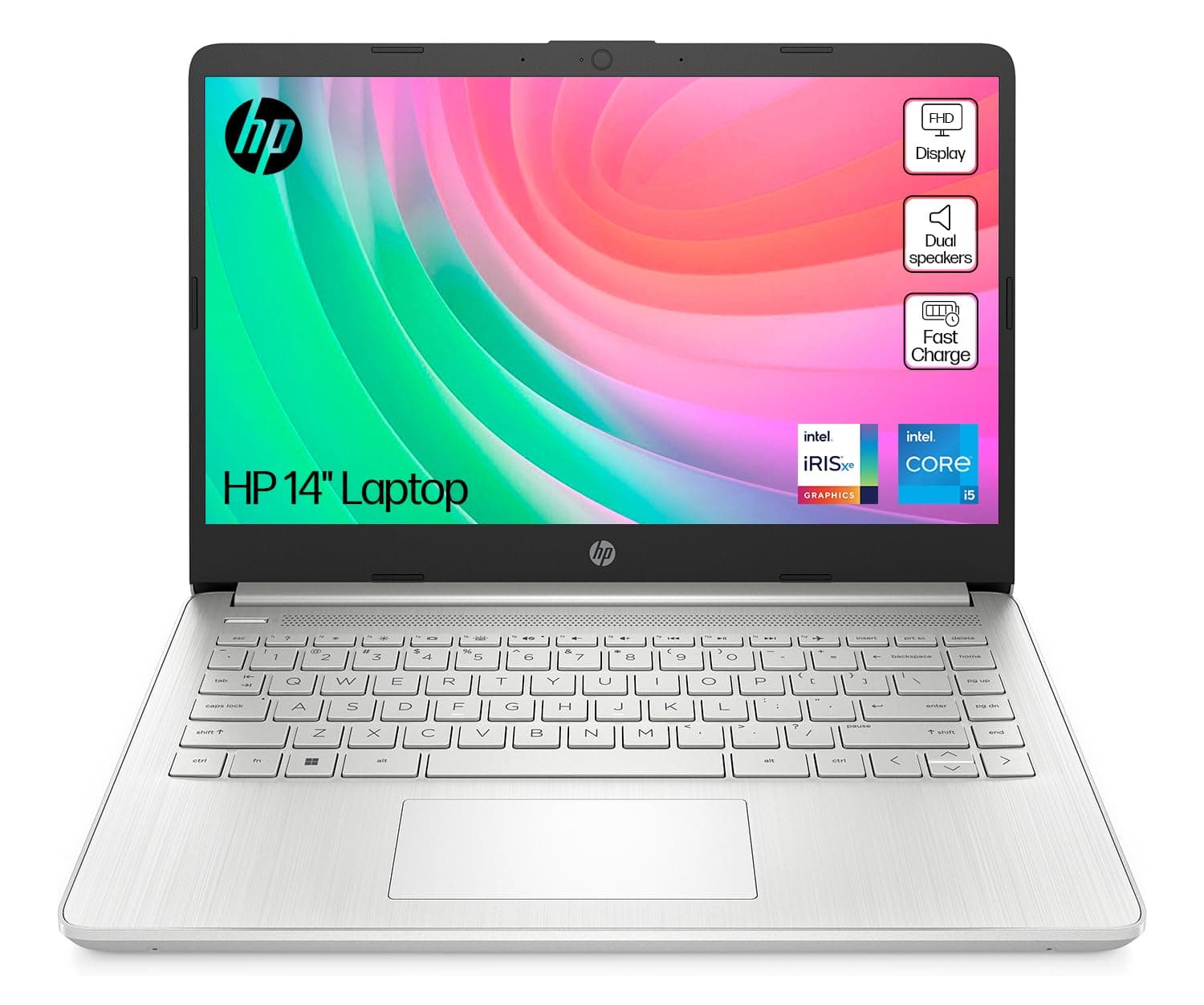 14" Laptop | Intel Core i5-1235U Processor | 16 GB RAM | 512 GB SSD | Intel Iris Xe Graphics | FHD Display | Up to 8hrs battery | Windows 11 | Dual Speakers | Natural Silver | 14s-dq5010sa