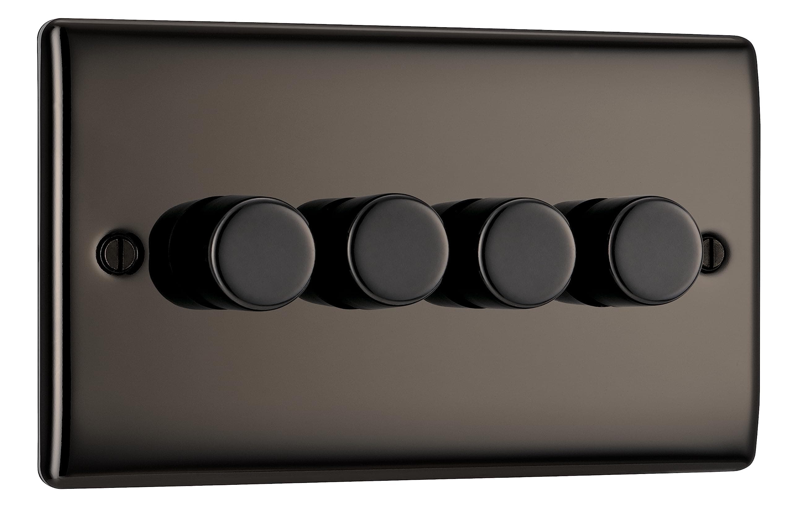 BG Electrical Quadruple Push Button Intelligent Dimmer Light Switch, Black Ni...