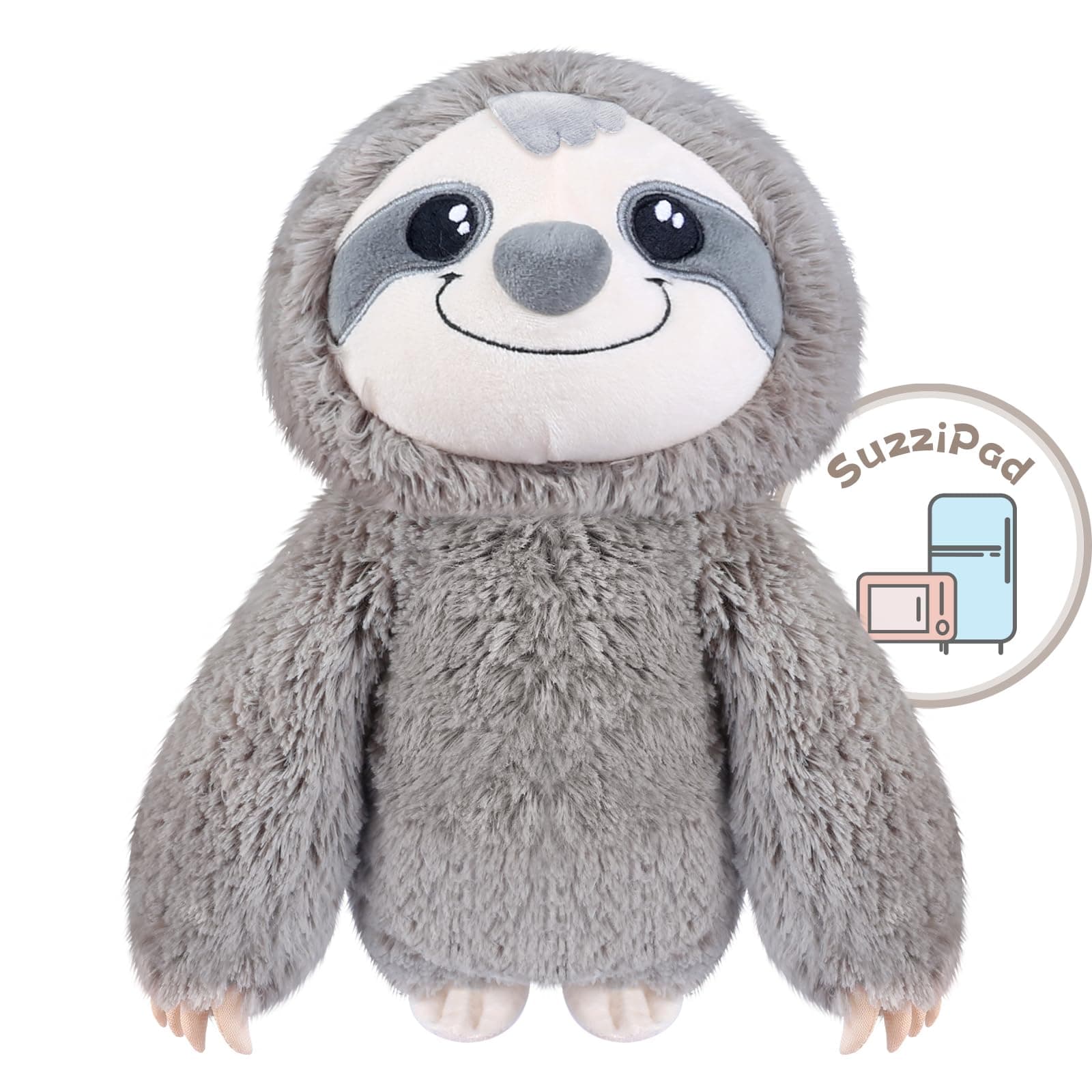 SUZZIPAD Microwavable Stuffed Animal, Heated Sloth Plush for Anxiety, Bedtime, Cuddle & Companion, Soreness & Stress Relief, Warmer Plueshies, Microwave Heating Pad, Gifts for Women, Gray