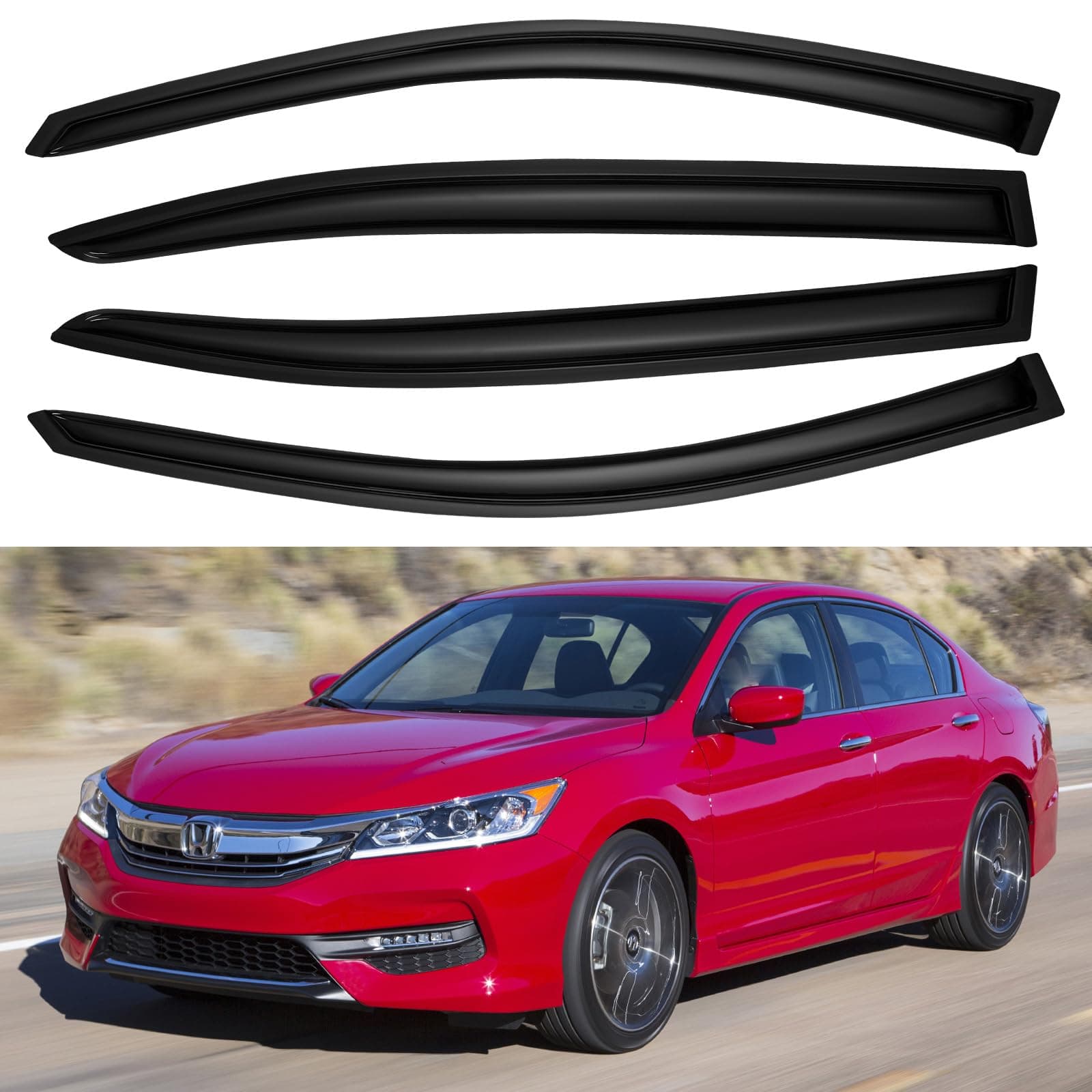 Window Visors Rain Guards Shield for 2008-2017 Honda Accord, Out-Channel Window Vent Wind Deflectors Visors Shades for 08-17 Accord 4Door Sedan