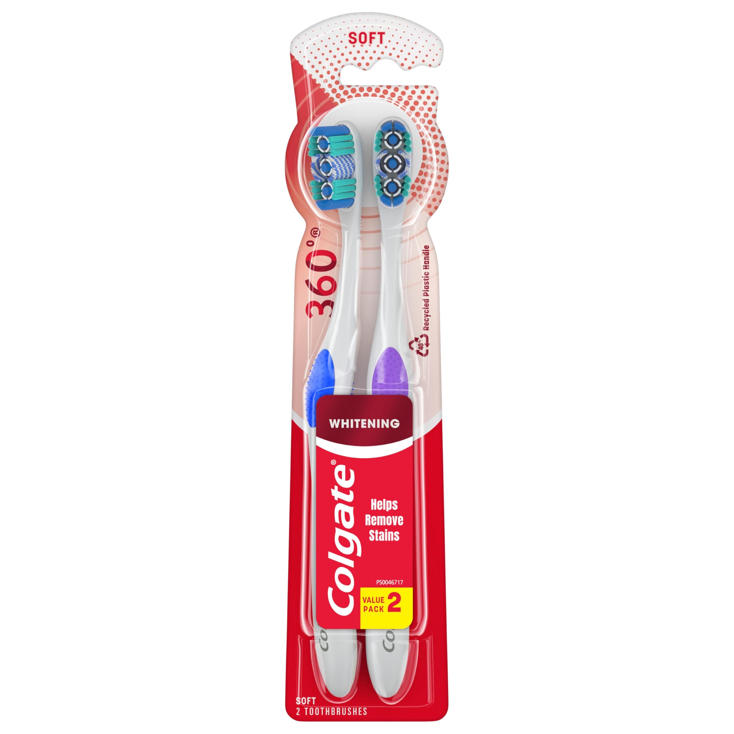 Colgate 360° Optic ning Toothbrush, Soft, White, 2 Count