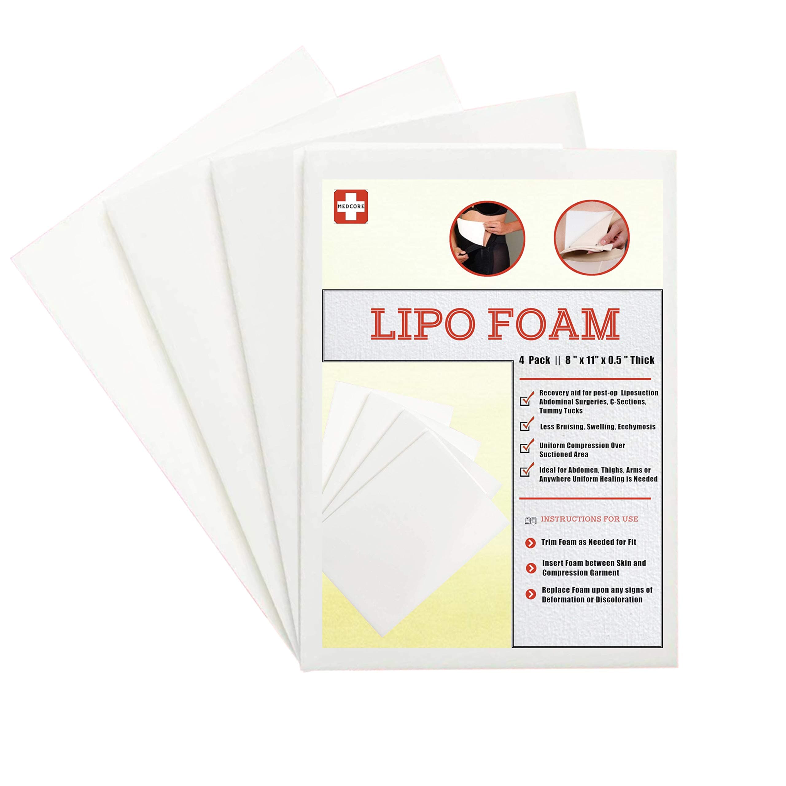 4 x Lipo Foam Board Post-Liposuction, Caesarean Section, Abdominal and BBL Surgeries