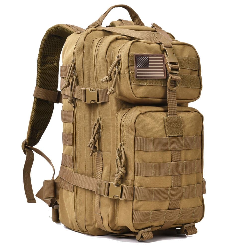 REEBOW GEAR Military Tactical Backpack 3 Day Assault Pack Army Molle Bag Backpacks Rucksack 35L Tan