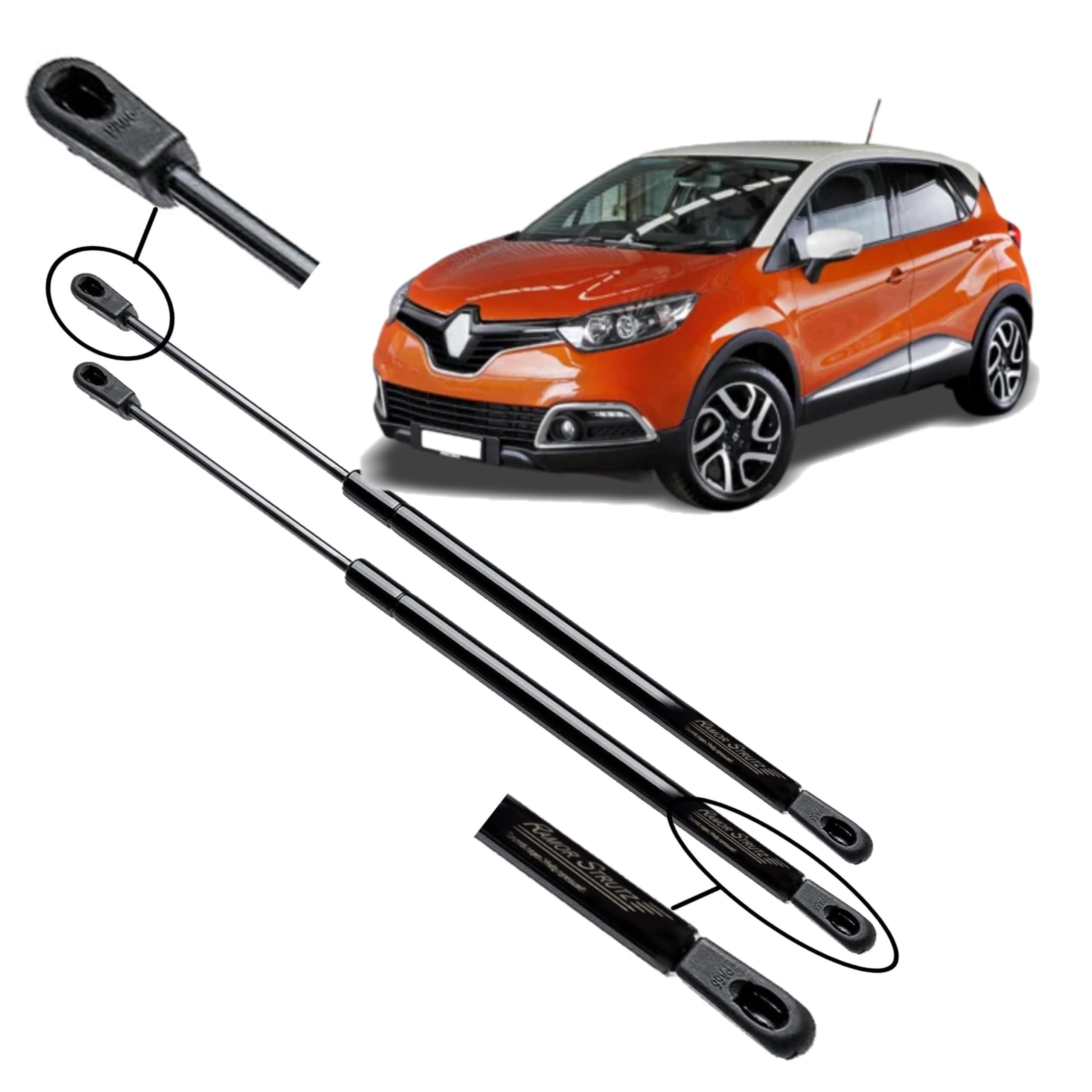 2x Tailgate or Bonnet Gas Struts Compatible with a Renault Captur 2013-2019. (Tailgate)