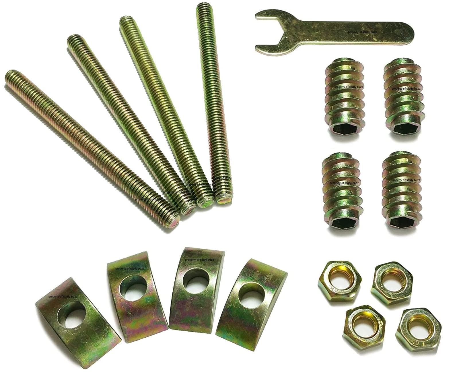 Elegent Upholstery Bed Rail/Headboard Assembly Nuts, Bolts, Crescent Nuts & Allen Wrench 17 Piece Hardware Kit