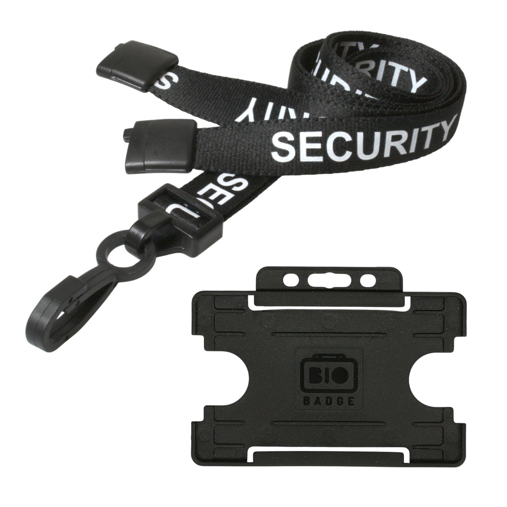 Customcard ltd¨ Black Security Lanyard with Black Security Badge Holder Open Faced