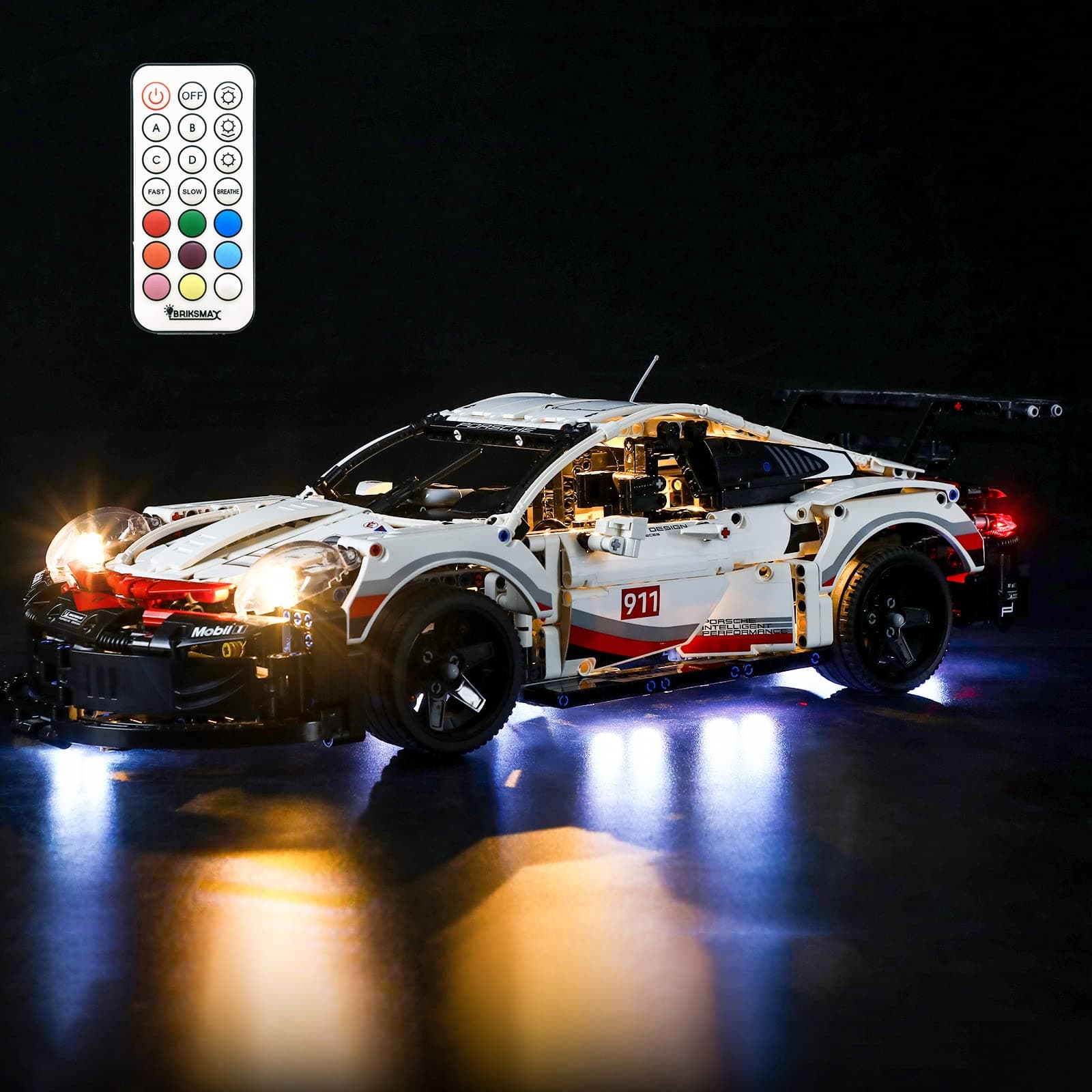 BRIKSMAX Led Lighting Kit for Technic Porsche 911 RSR - Compatible with Lego 42096 Building Blocks Model- Not Include The Lego Set (Remote-Control Version)