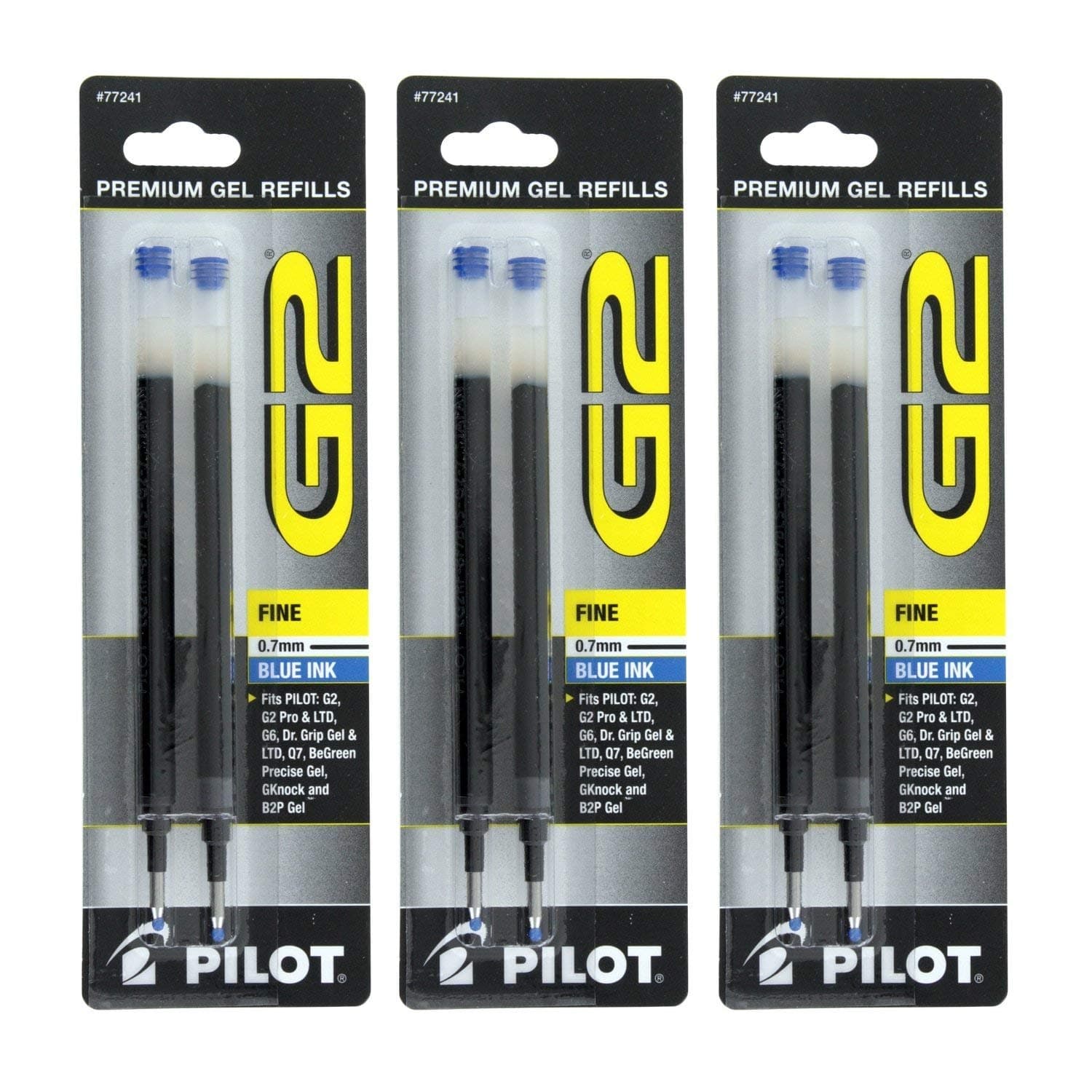 G2 Dr. Grip Gel/Ltd ExecuGel G6 Q7 Rollerball Gel Ink Pen Refills 0.7mm Fine Point Blue Ink Pack of 6