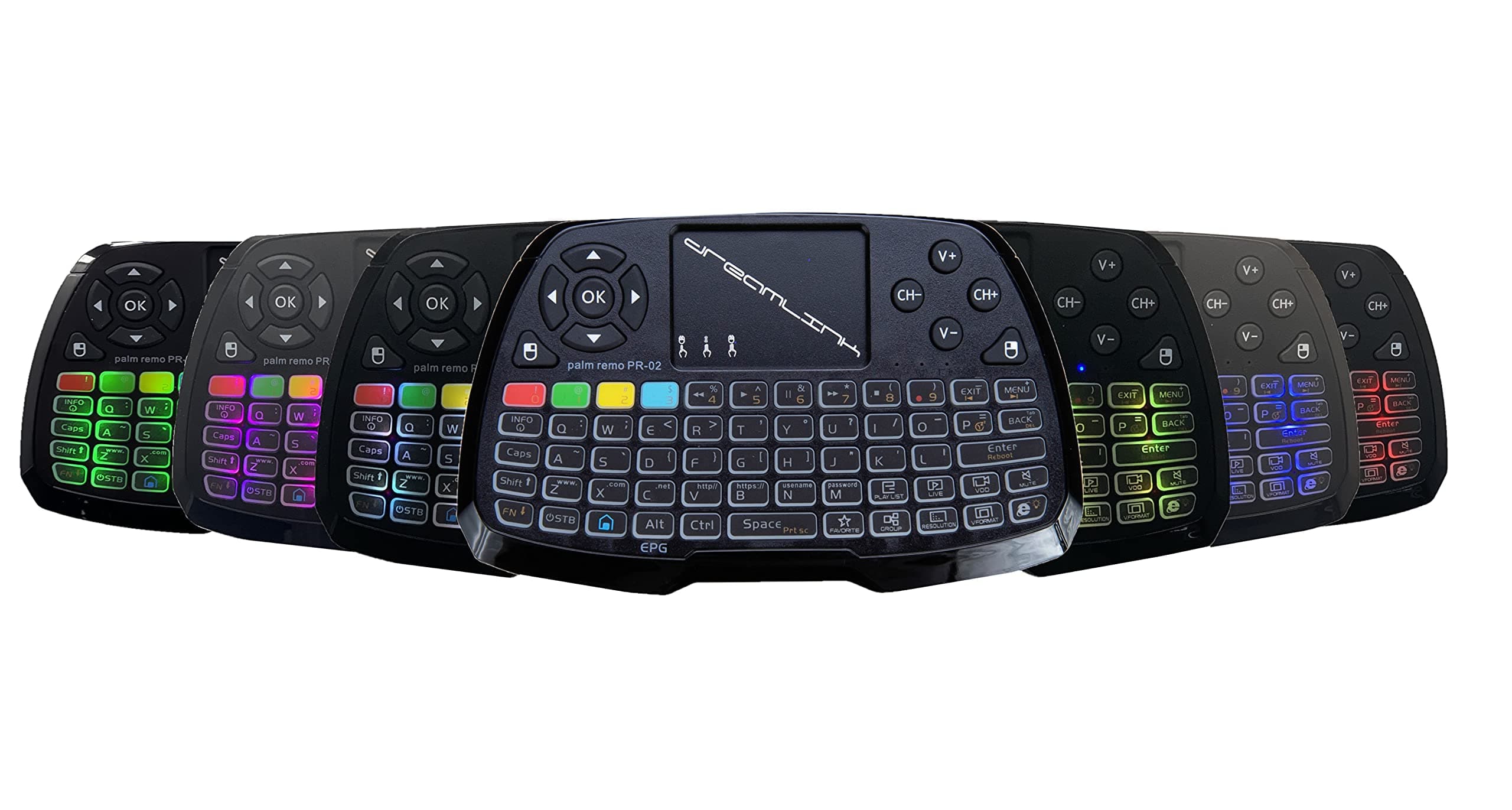 Dreamlink/Formuler Palm Remo 7 Color Backlit Wireless Mini–Keyboard for PC Portable 2.4ghz USB Keypad with Touchpad Remote Control Android TV Box Google TV Box, Xbox360, for PS3, Black