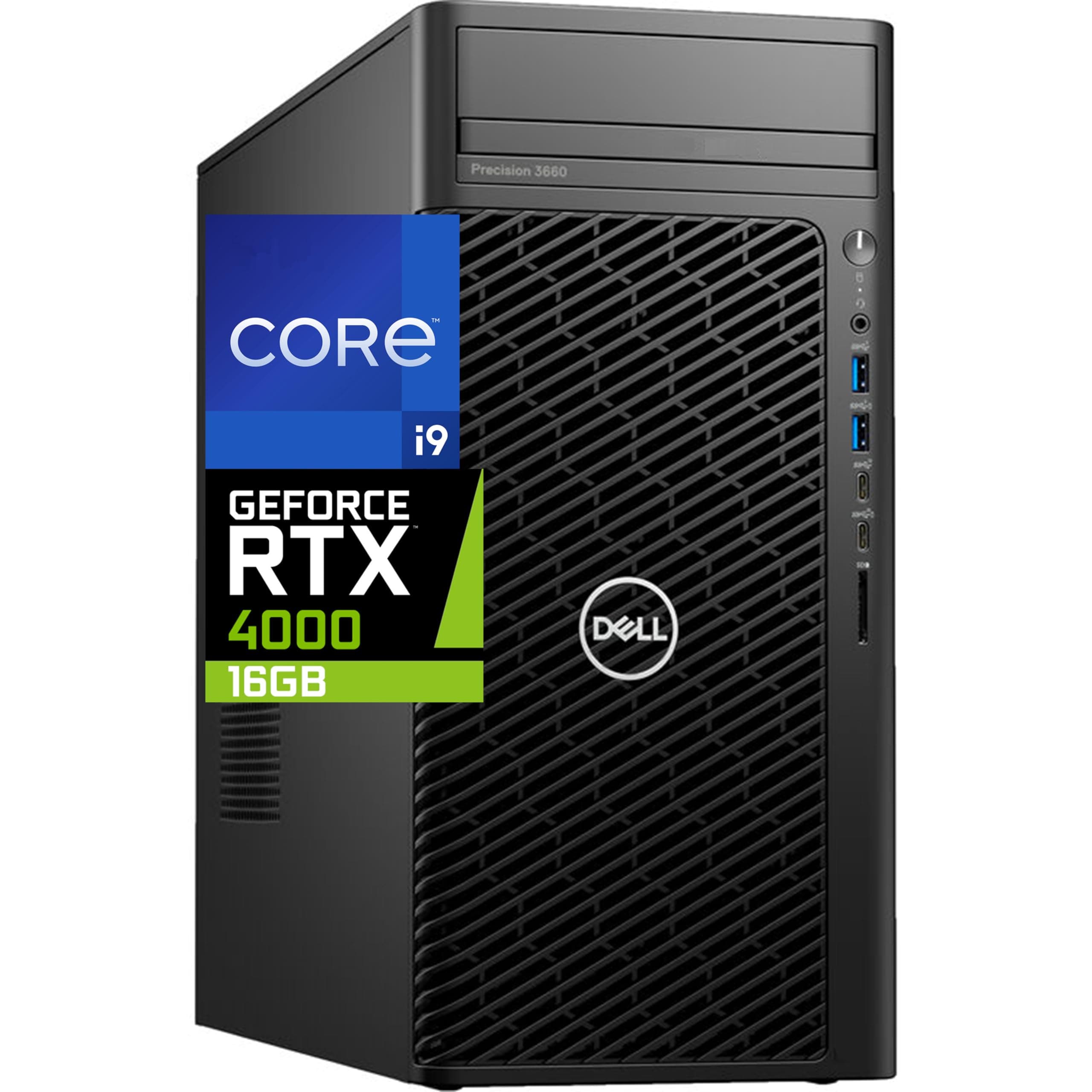 Precision 3660 Tower Computer, Intel i9-13900 24-Core, 64GB RAM, 2TB NVMe SSD, Nvidia RTX A4000 16GB DDR6, Display Port, HDMI, Wi-Fi, Bluetooth - Windows 11 Pro, Black Desktop