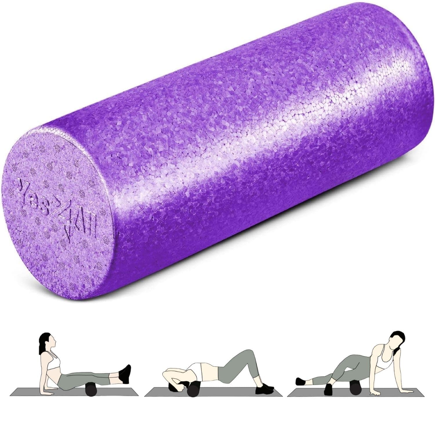Yes4All High-Density EPP Round Back Roller Foam, Exercise Foam Roller for Yoga, Pilates & Stretching - 12, 18, 24, 36 inch