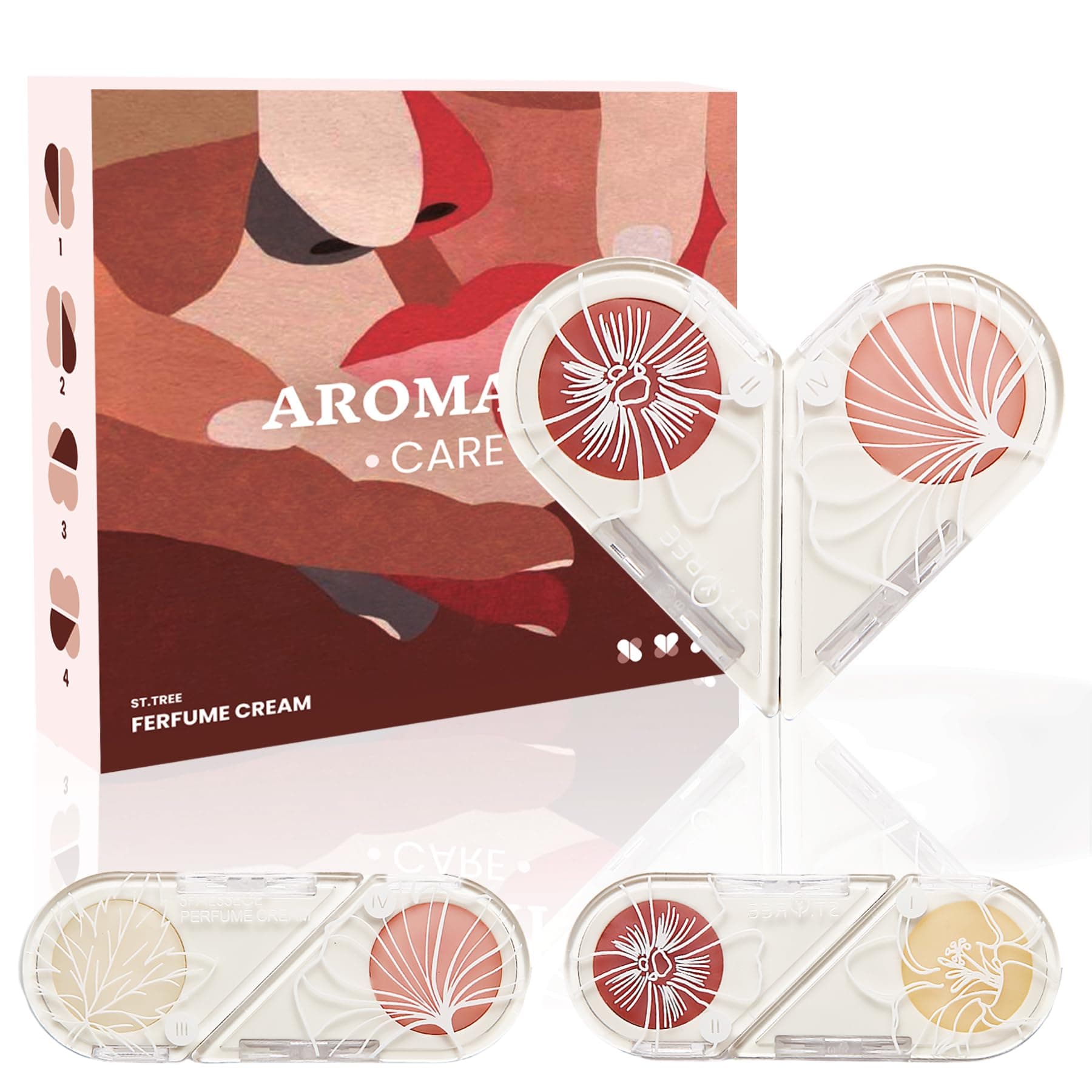 4-in-1 Solid Perfume for Women – Changeable Shape Pheromone-Infused Balm Cologne in Travel Size with 4 Unique Scents