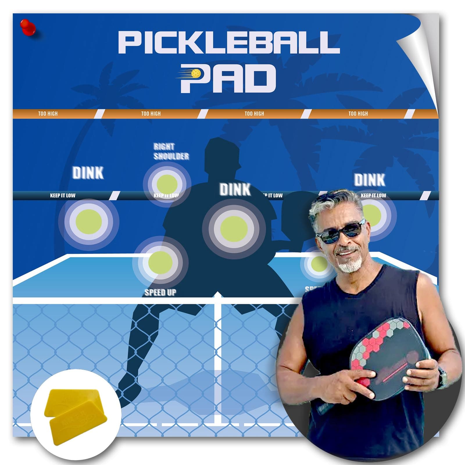 Pickleball Practice Board, Dink Master, Improve Forehands, Dink Shots, Volleys, No Partner Required, Easy Installation, Weather-Resistant