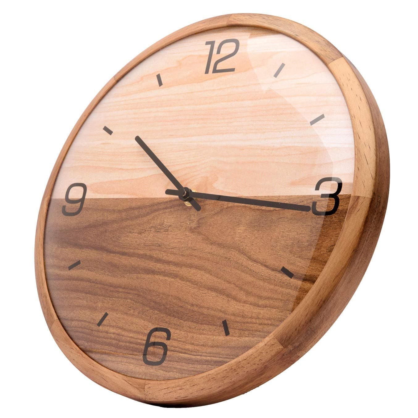 Pine Wall Clock with Glass Dome