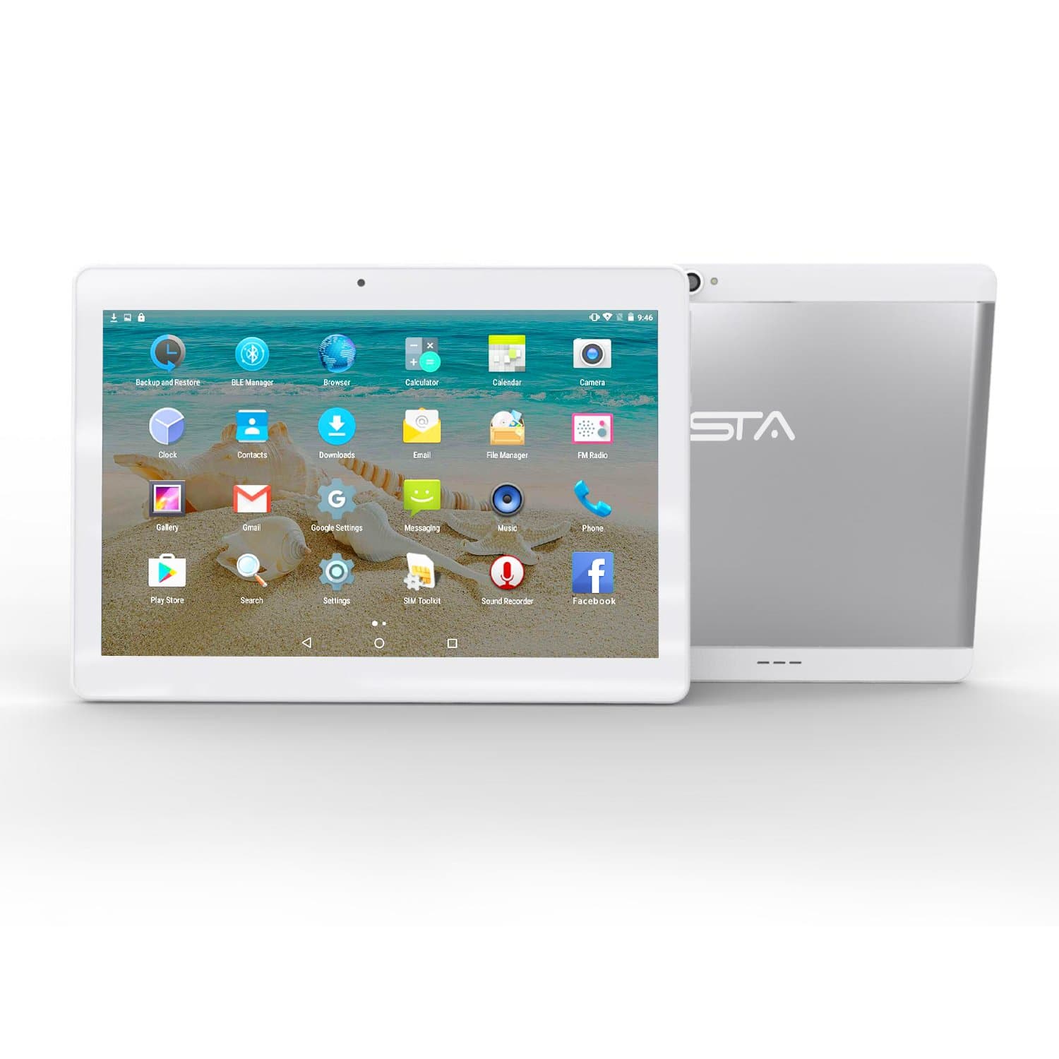 10.1 Inch Tablet PC Metal BEISTA Android 5.1 Quad Core 2GB RAM 16GB ROM Dual SIM Dual Camera Wifi Bluetooth GPS (Silver)