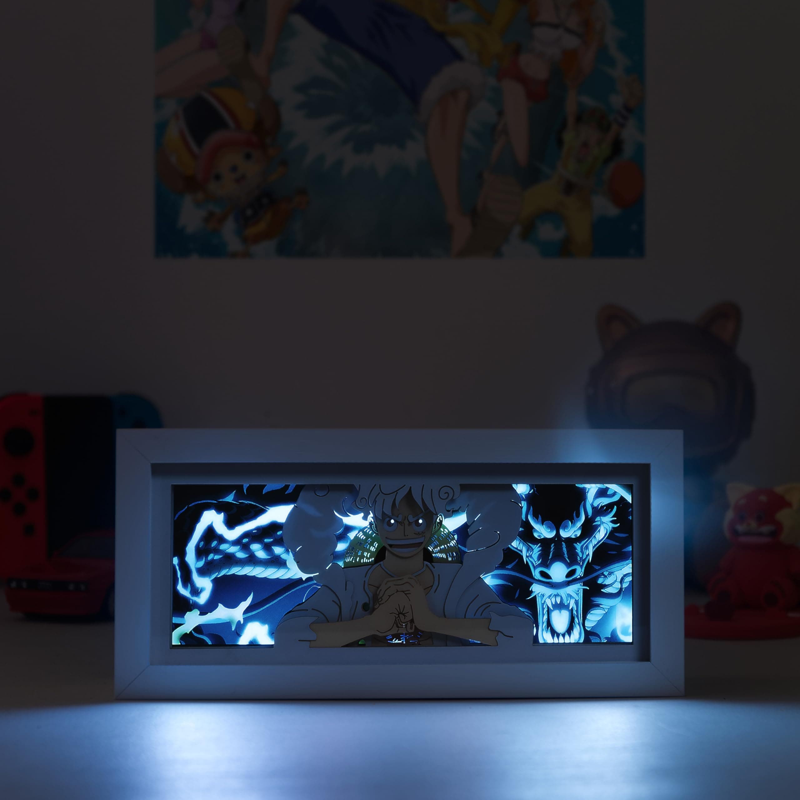 LED Light Box, Manga Shadow Box Frame, Anime Paper Cut Table Lamp, RGB Multi Color Night Light for Room Decor, Unique Desk Decor for Enthusiasts (Luffy V2)