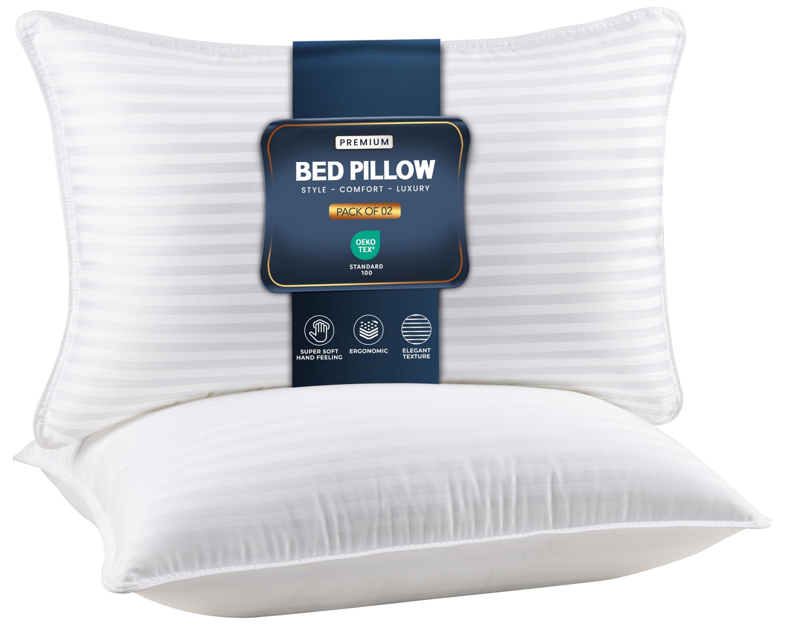 Utopia Bedding Bed Pillows for Sleeping Standard Size (White), Set of 2, Down Alternative Pillow for Sleeping, Cooling Hotel Quality Pillow Set for Back, Stomach or Side Sleepers
