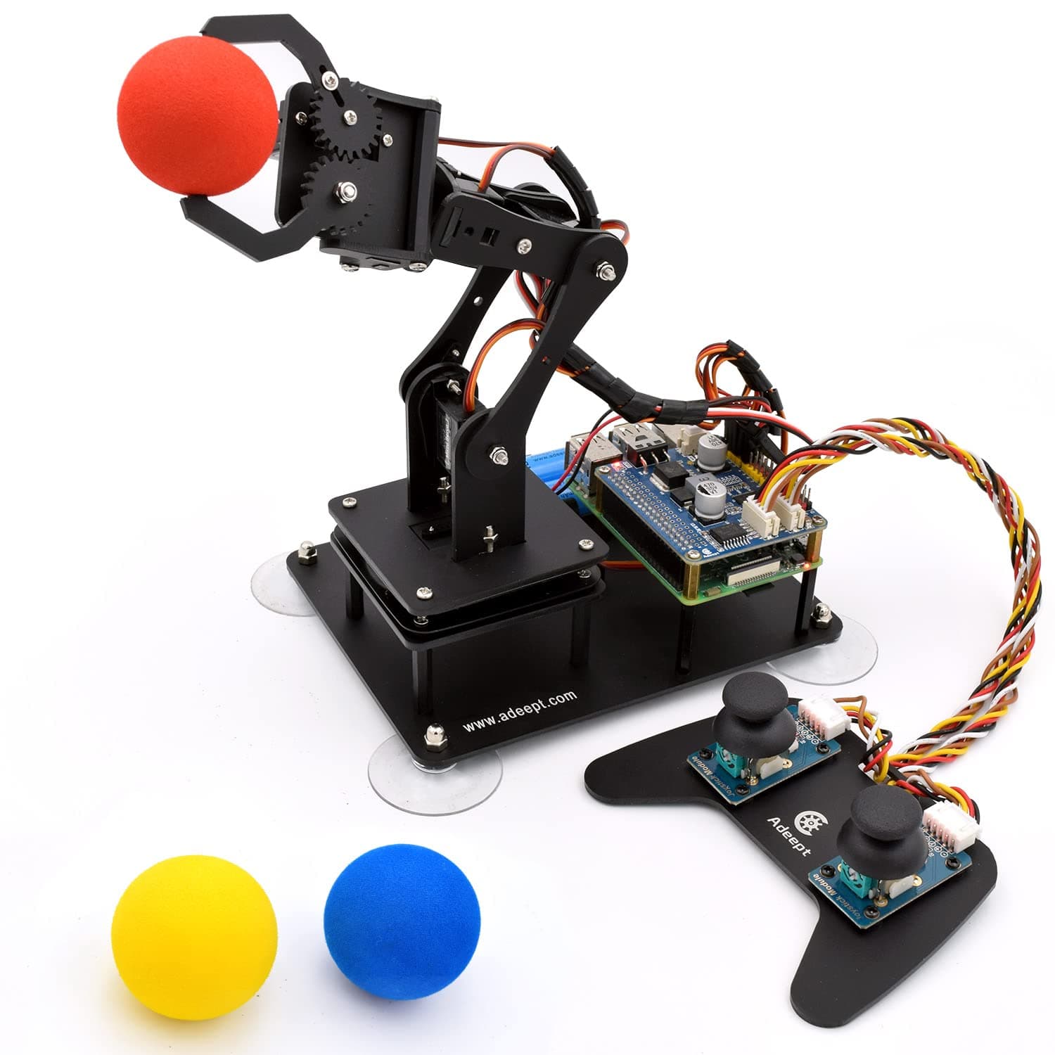 Adeept 5-DOF Robotic Arm Kit Compatible with Raspberry Pi 4 B 3 B+ B A+, Programmable DIY Coding STEM Educational 5 Axis Robot Arm with Python Code and Tutorials(PDF) - Black
