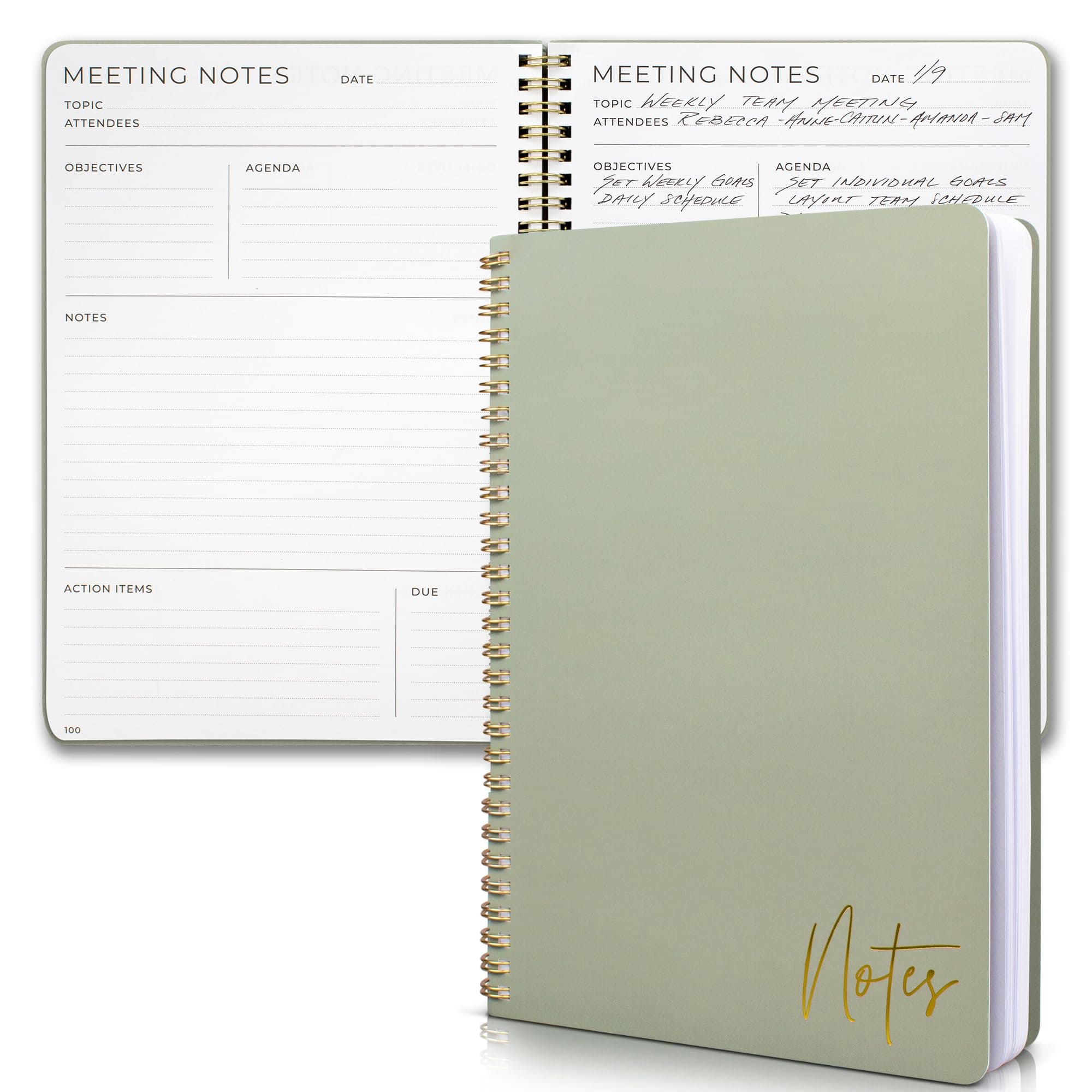 ZICOTO Beautiful Meeting Notebook to Organize Your Work - Take Notes, Keep Track of Your Planning - Perfect Office Planner Supplies for Women and Men to Professional Manage Business Projects