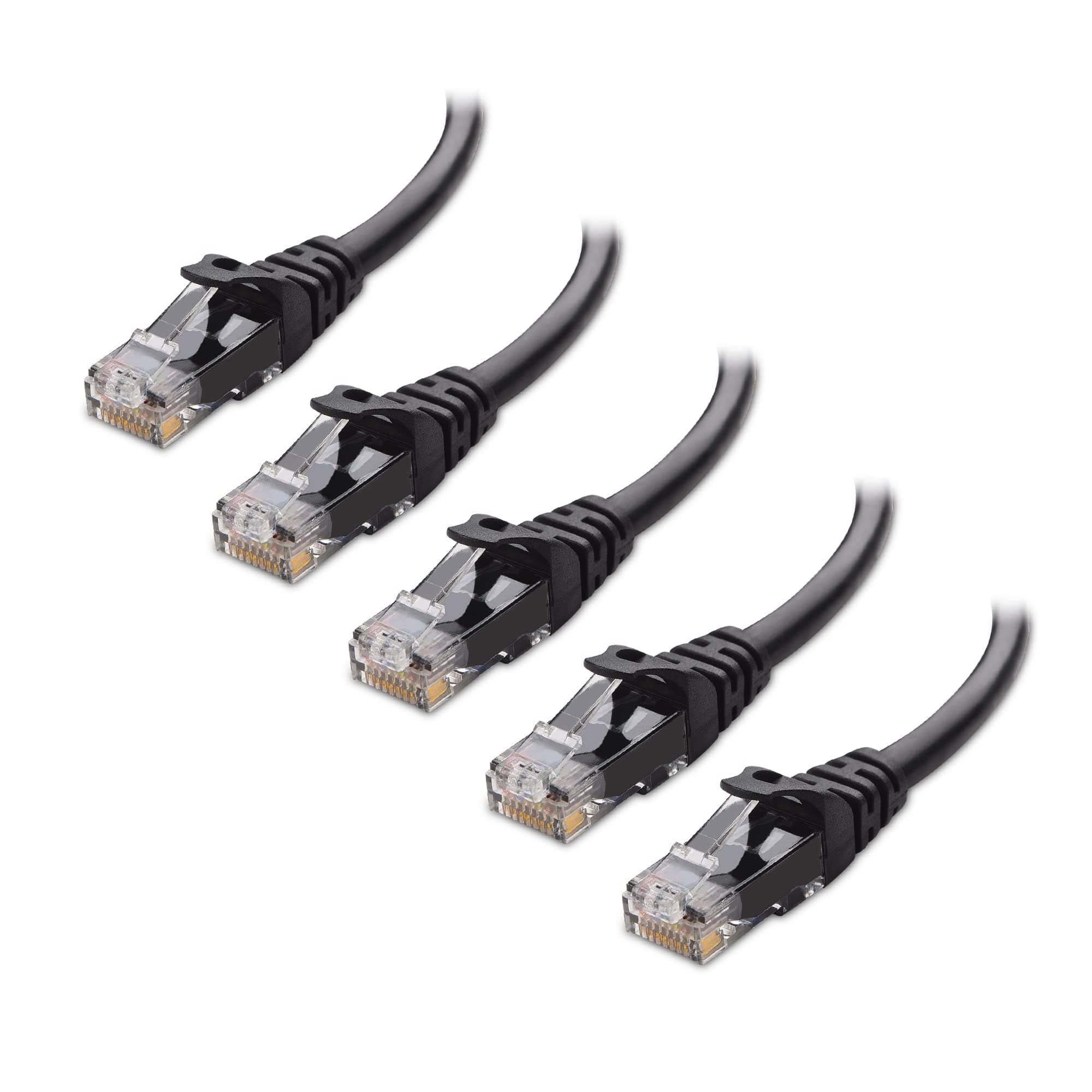 5-Pack 10Gbps Snagless Short Cat6 Ethernet Cable 0.3m (Cat6 Cable, Cat 6 Cable) in Black - 0.3 Meter
